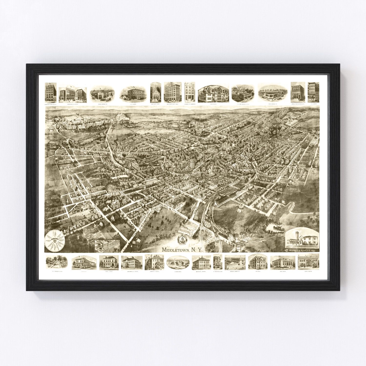 vintage map of Middletown, New York, 1921