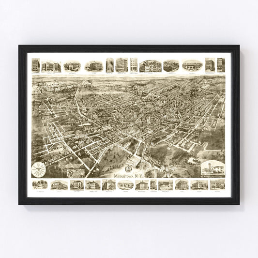 vintage map of Middletown, New York, 1921