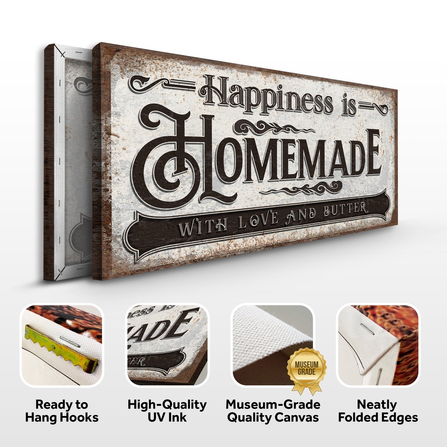 Happiness Is Homemade Kitchen Canvas Wall Art