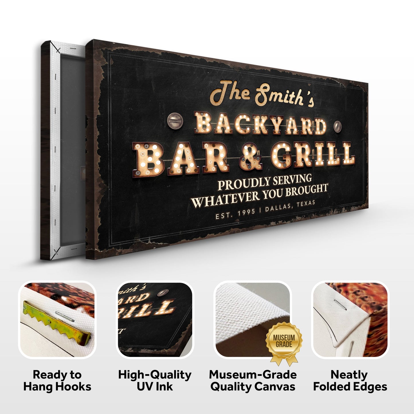 Backyard Bar and Grill Canvas Sign Outdoor Decor