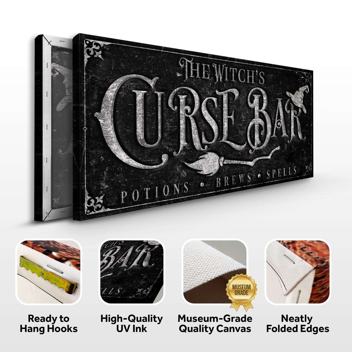 Witch's Curse Bar Halloween Canvas Wall Art