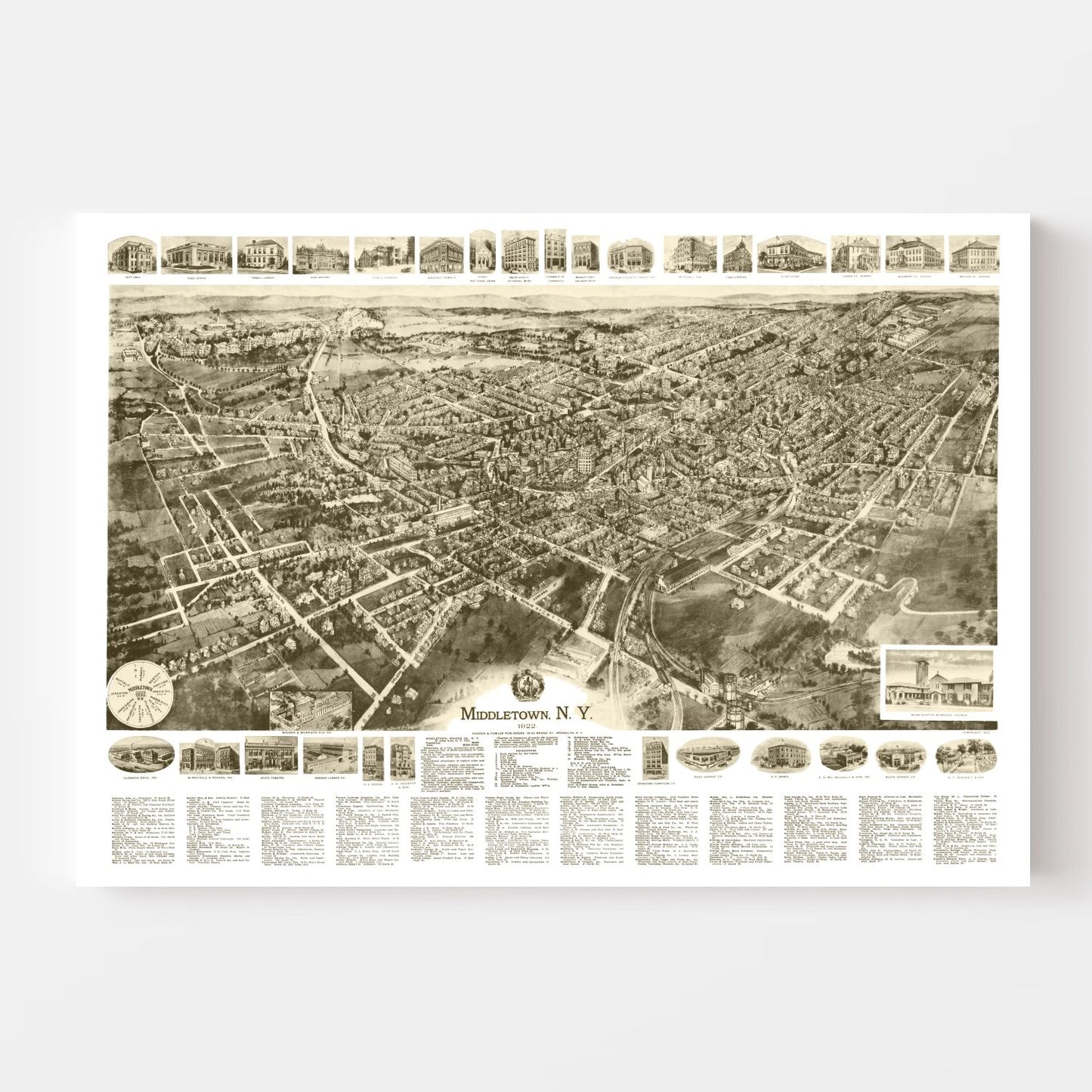 Vintage Map of Middletown, New York, 1922