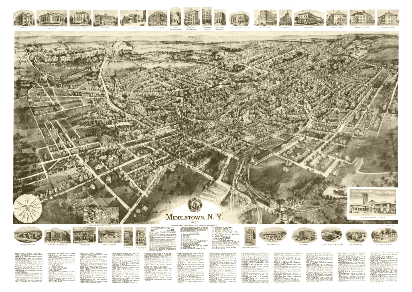 Vintage Map of Middletown, New York, 1922