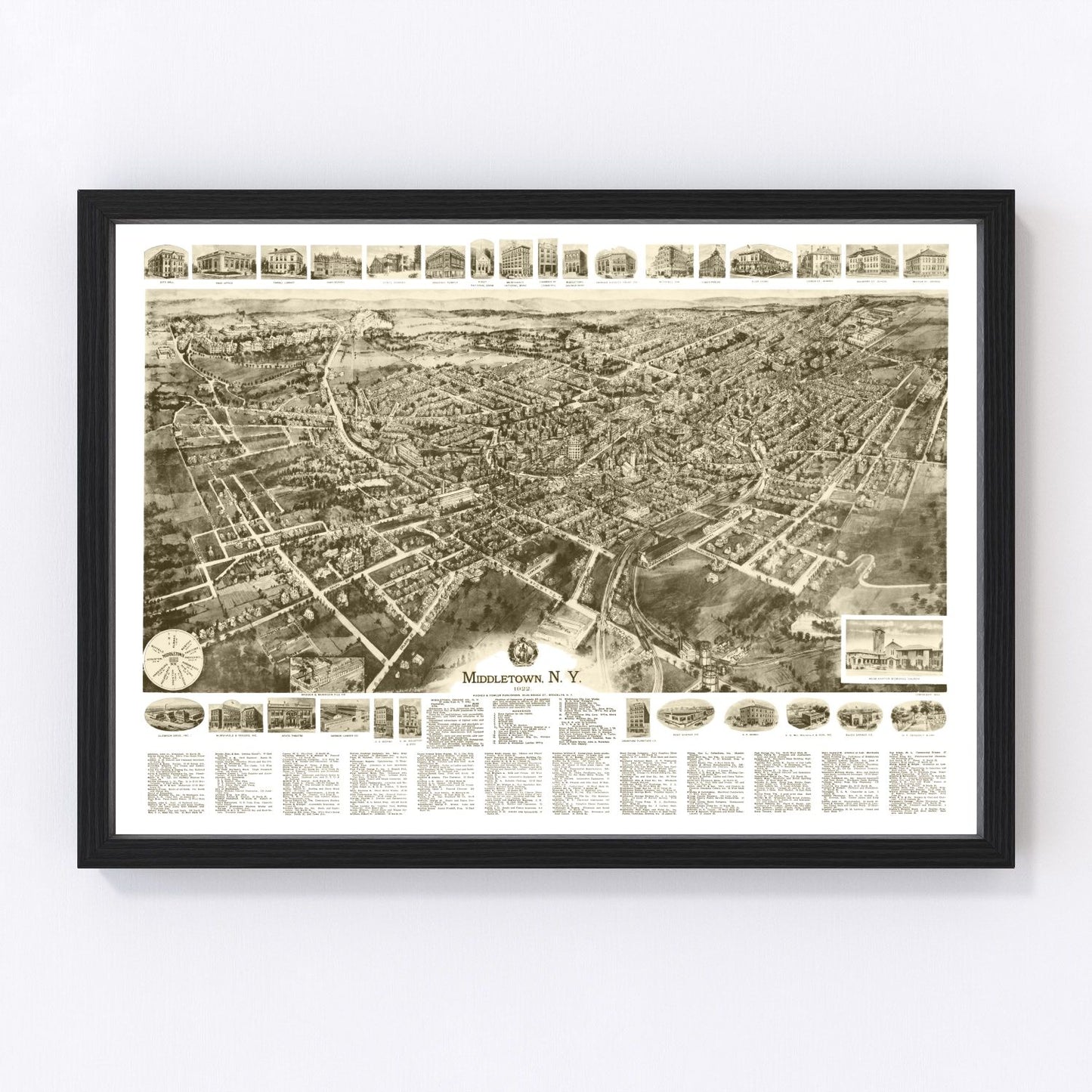 vintage map of Middletown, New York, 1922