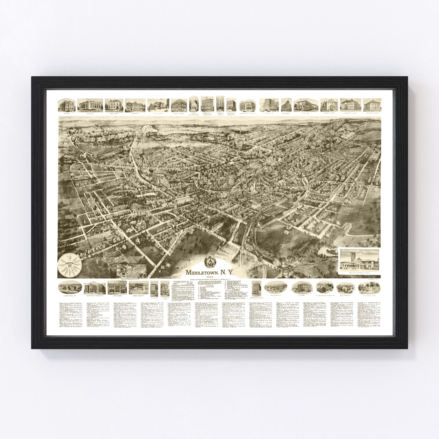 vintage map of Middletown, New York, 1922