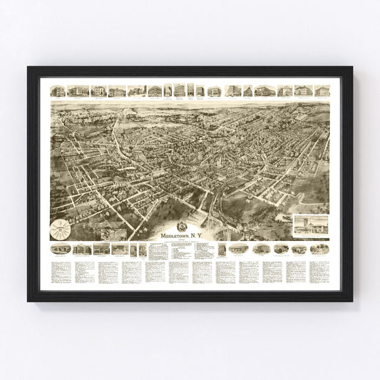 vintage map of Middletown, New York, 1922