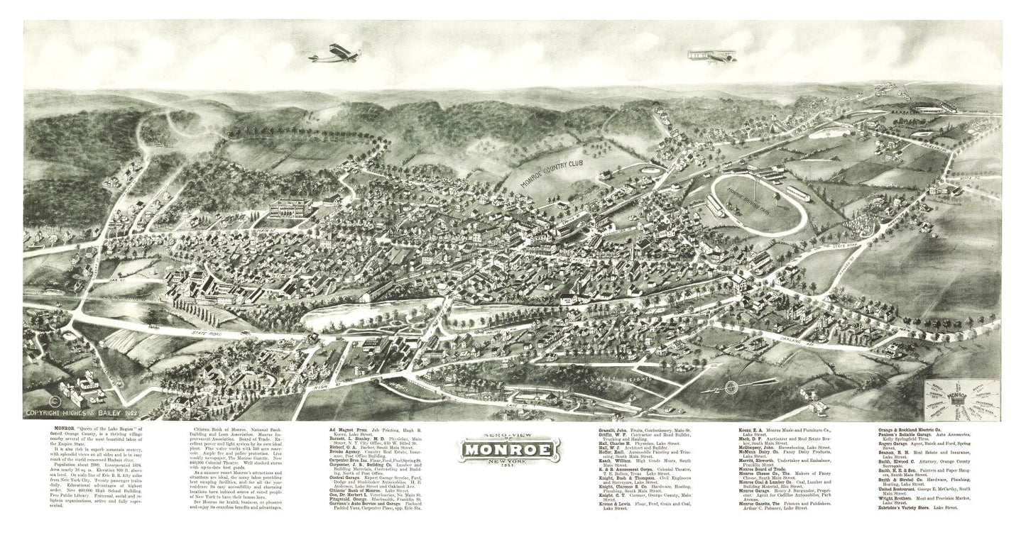 Vintage Map of Monroe, New York, 1922
