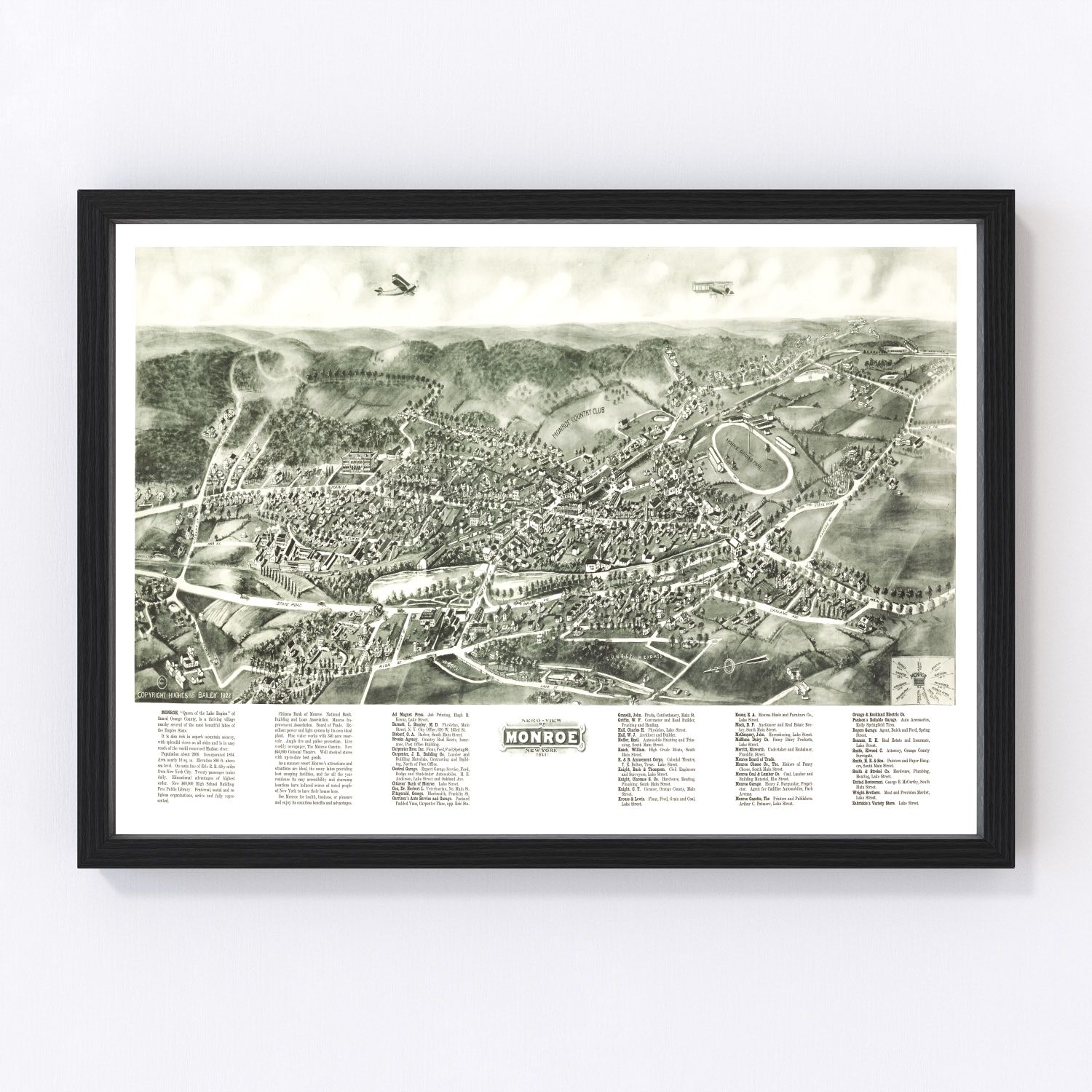 Vintage map of Monroe, New York, 1922