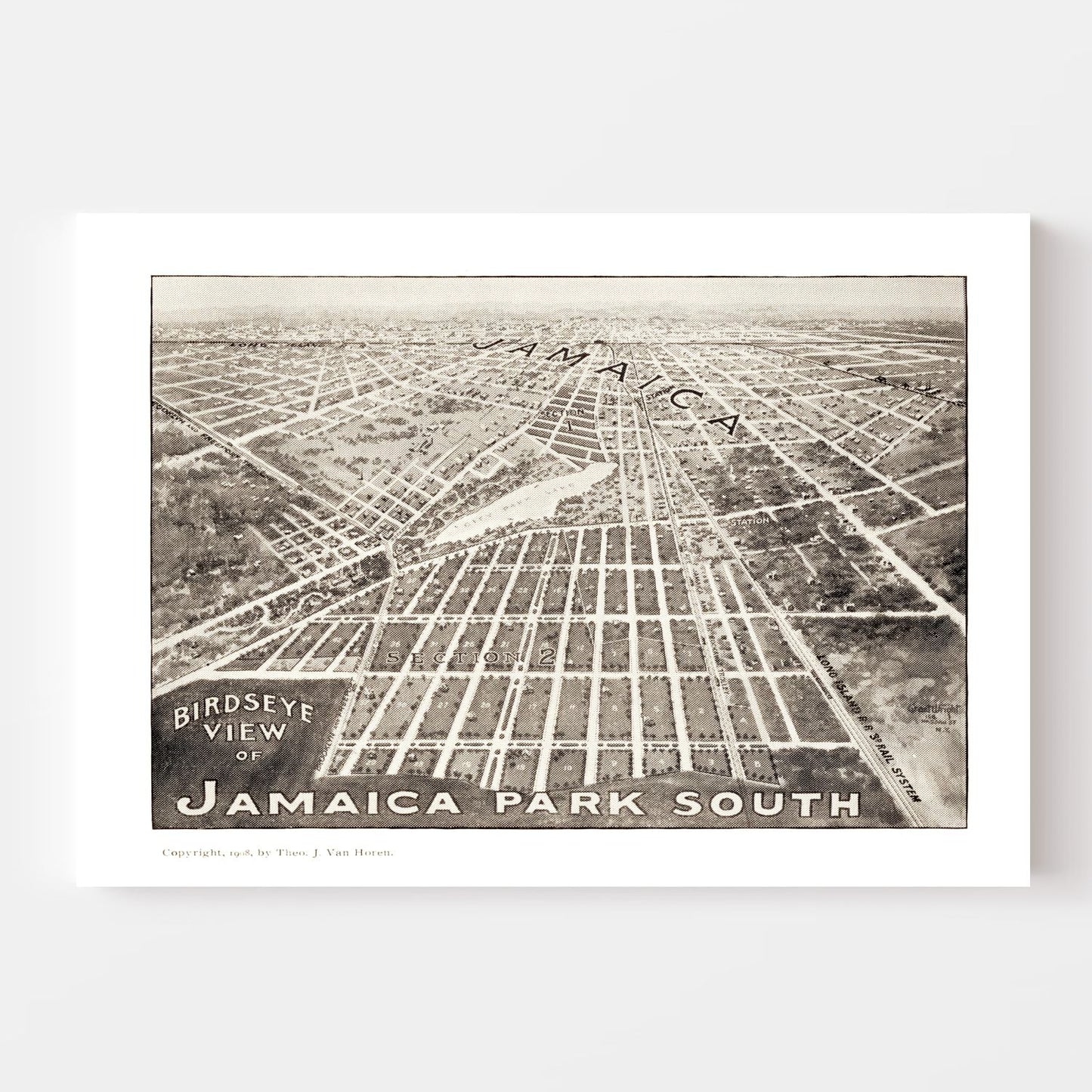 Vintage Map of Jamaica, Queens County, New York, 1908