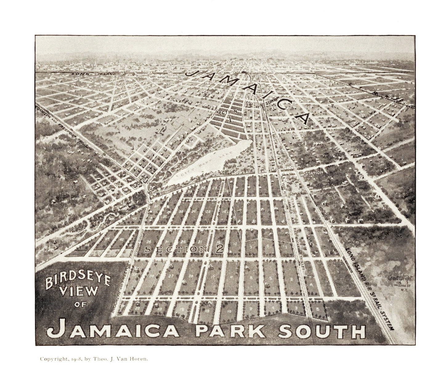 Vintage Map of Jamaica, Queens County, New York, 1908
