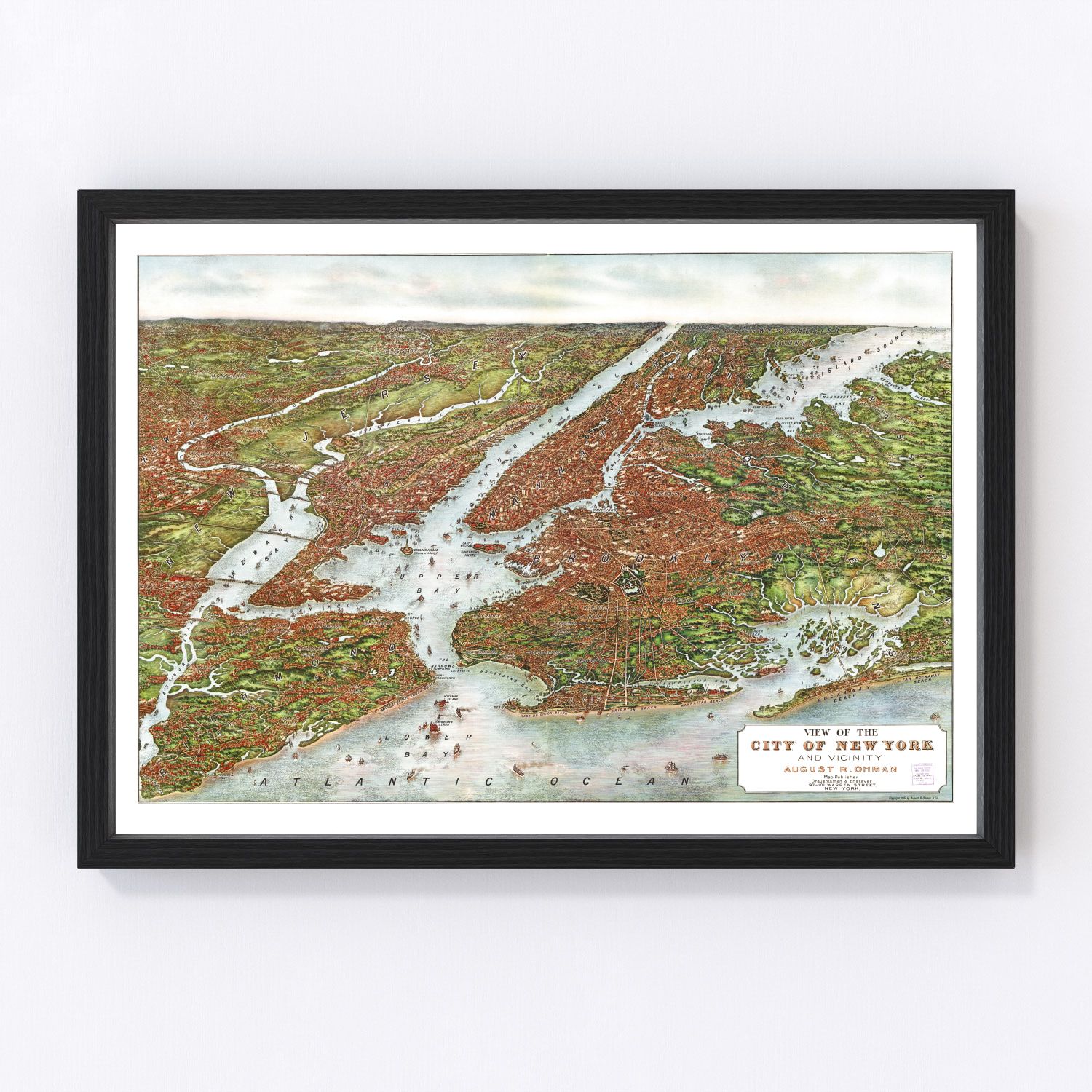 Vintage map of New York City, New York, 1907