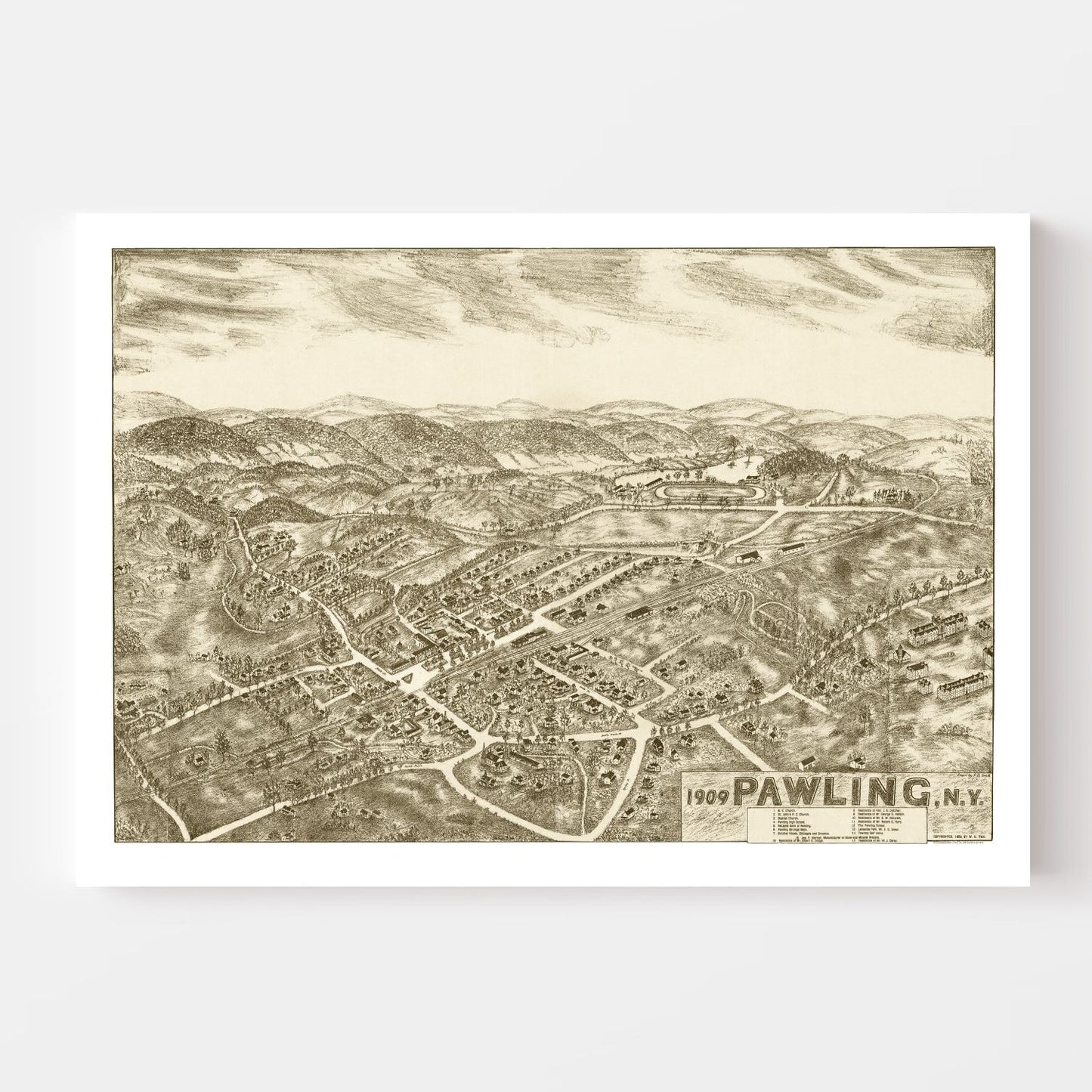 Vintage Map of Pawling, New York, 1909