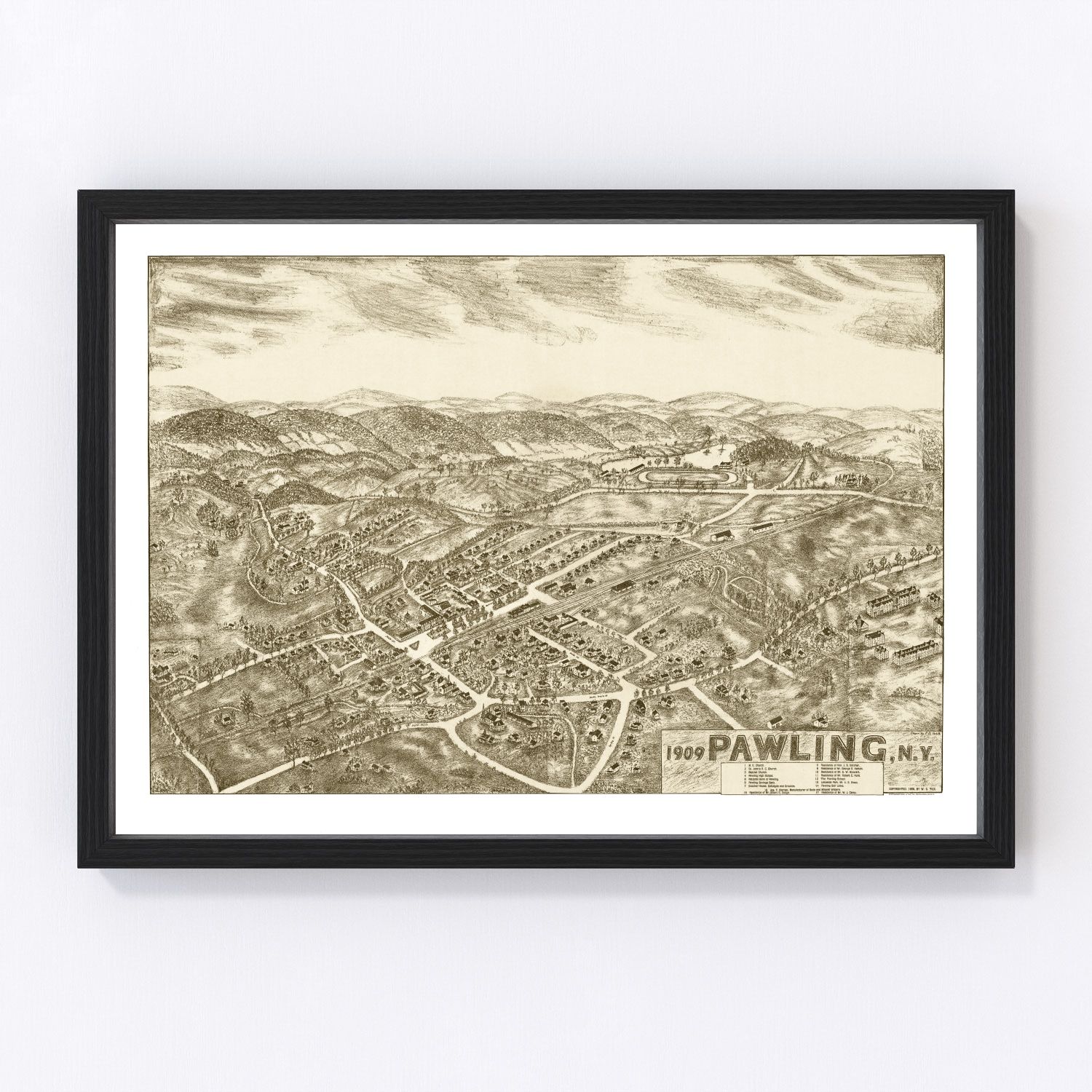 Vintage map of Pawling, New York, 1909