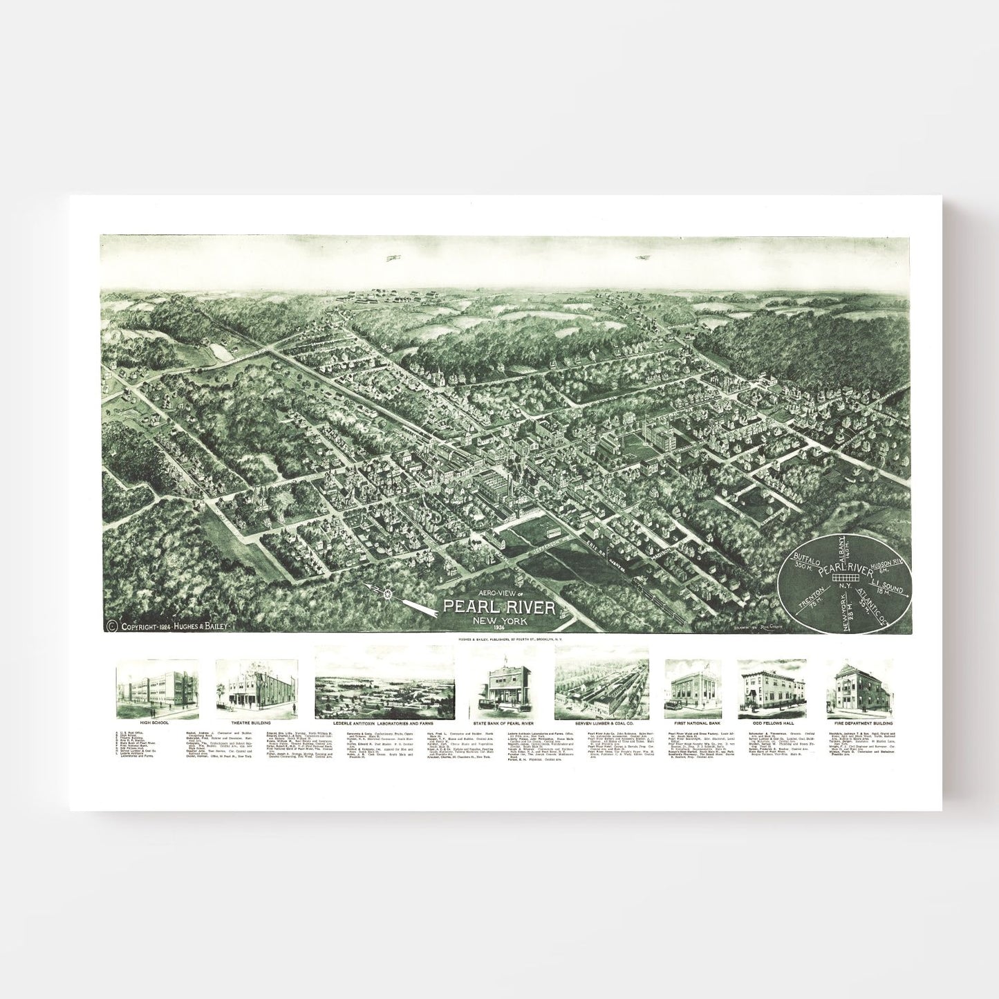 Vintage Map of Pearl River, New York, 1924