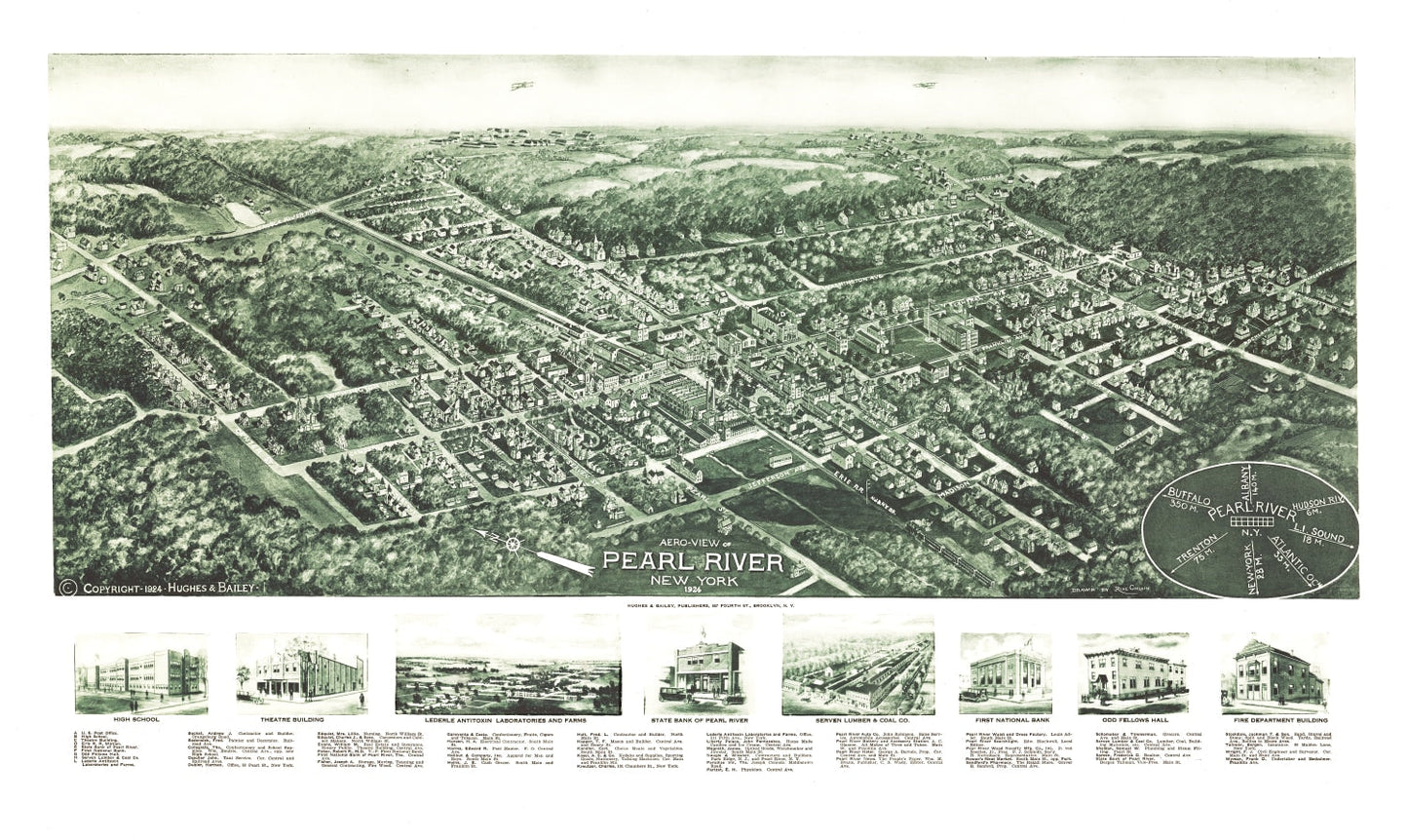 Vintage Map of Pearl River, New York, 1924