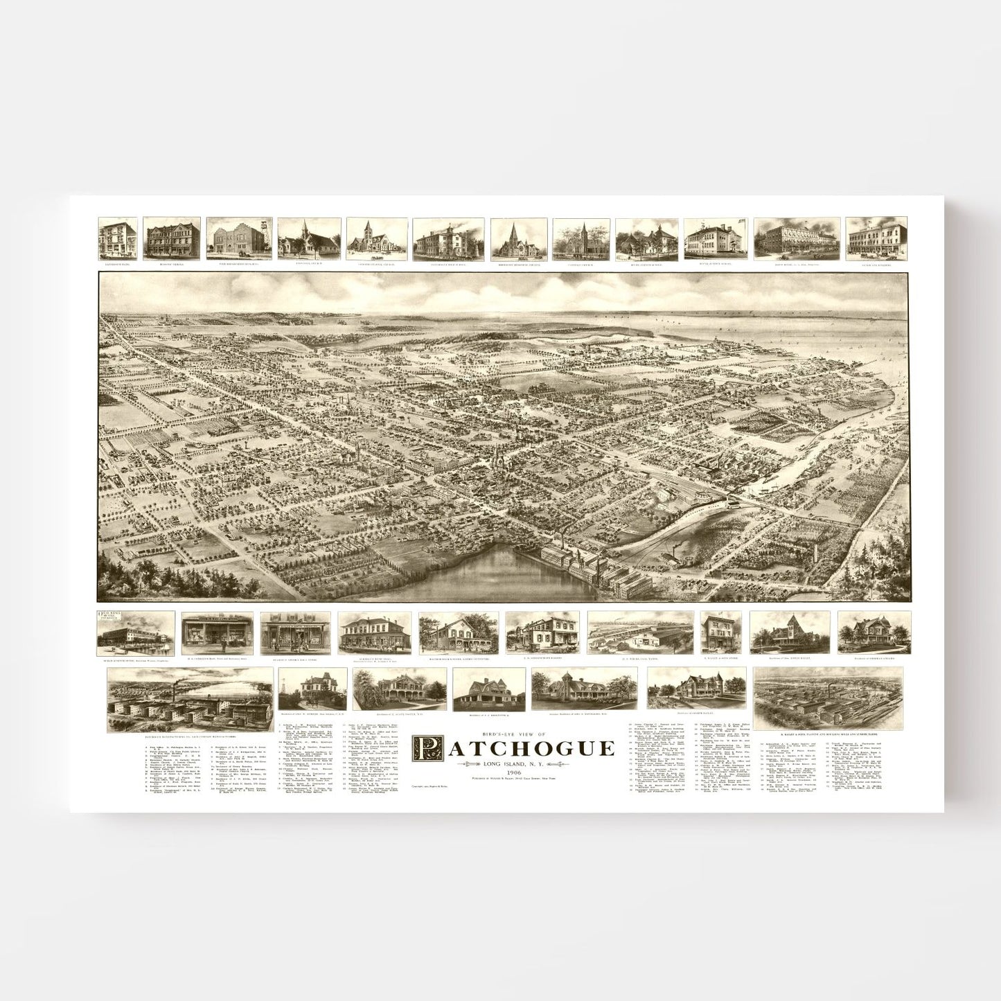 Vintage Map of Patchogue, New York, 1905