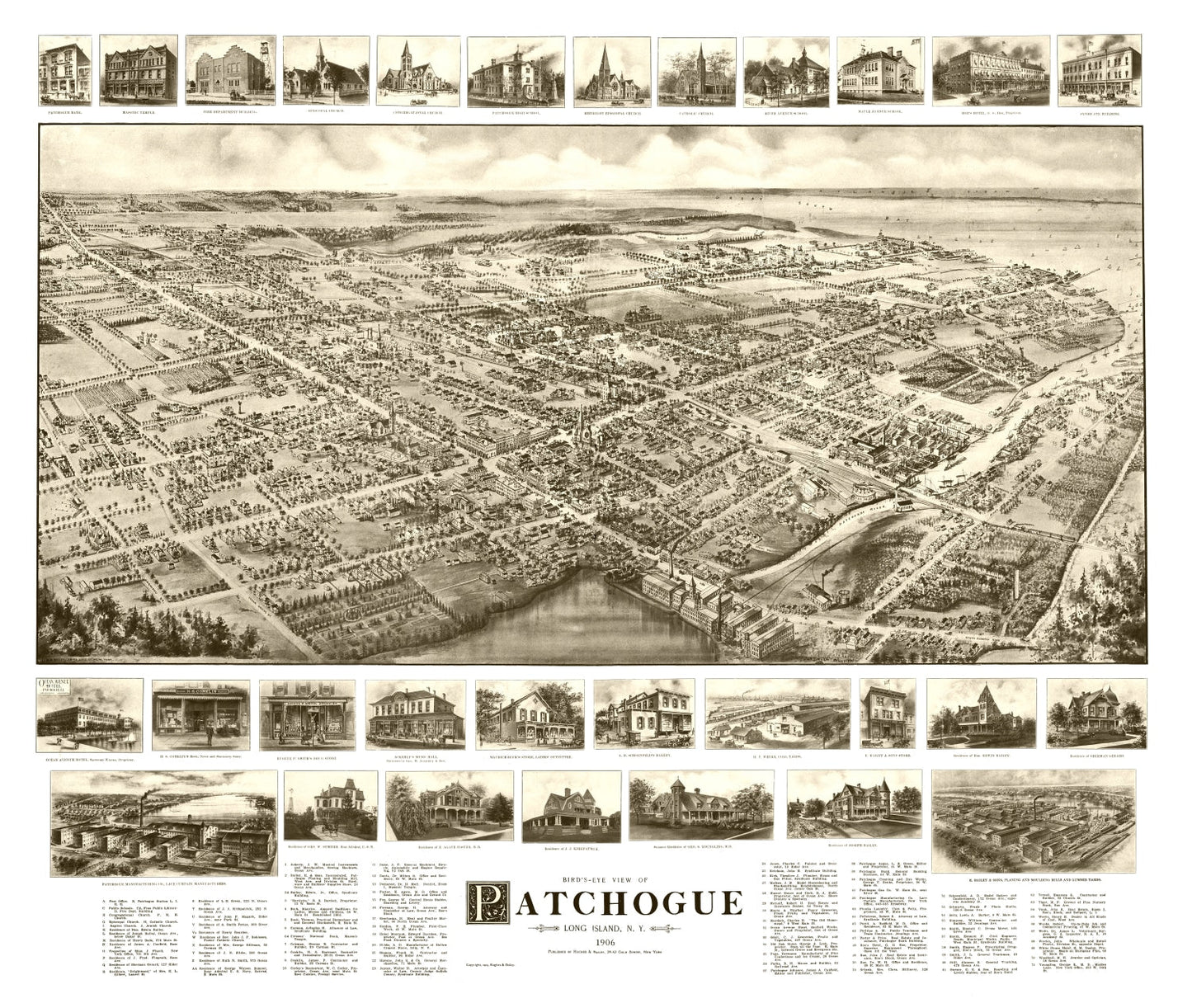 Vintage Map of Patchogue, New York, 1905
