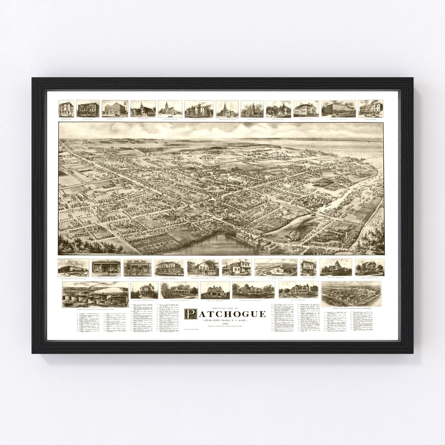 Vintage map of Patchogue, New York, 1905