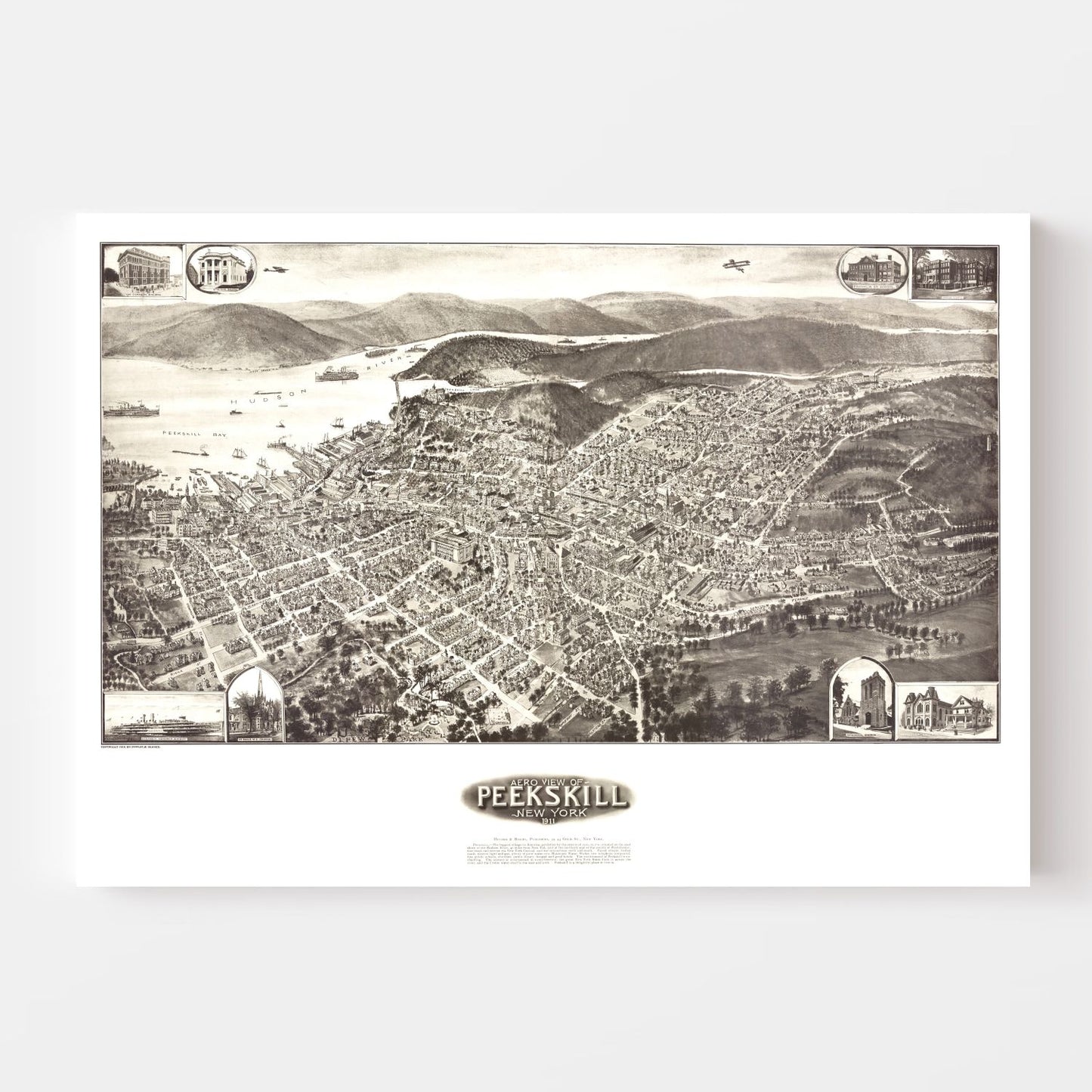 Vintage Map of Peekskill, New York, 1911