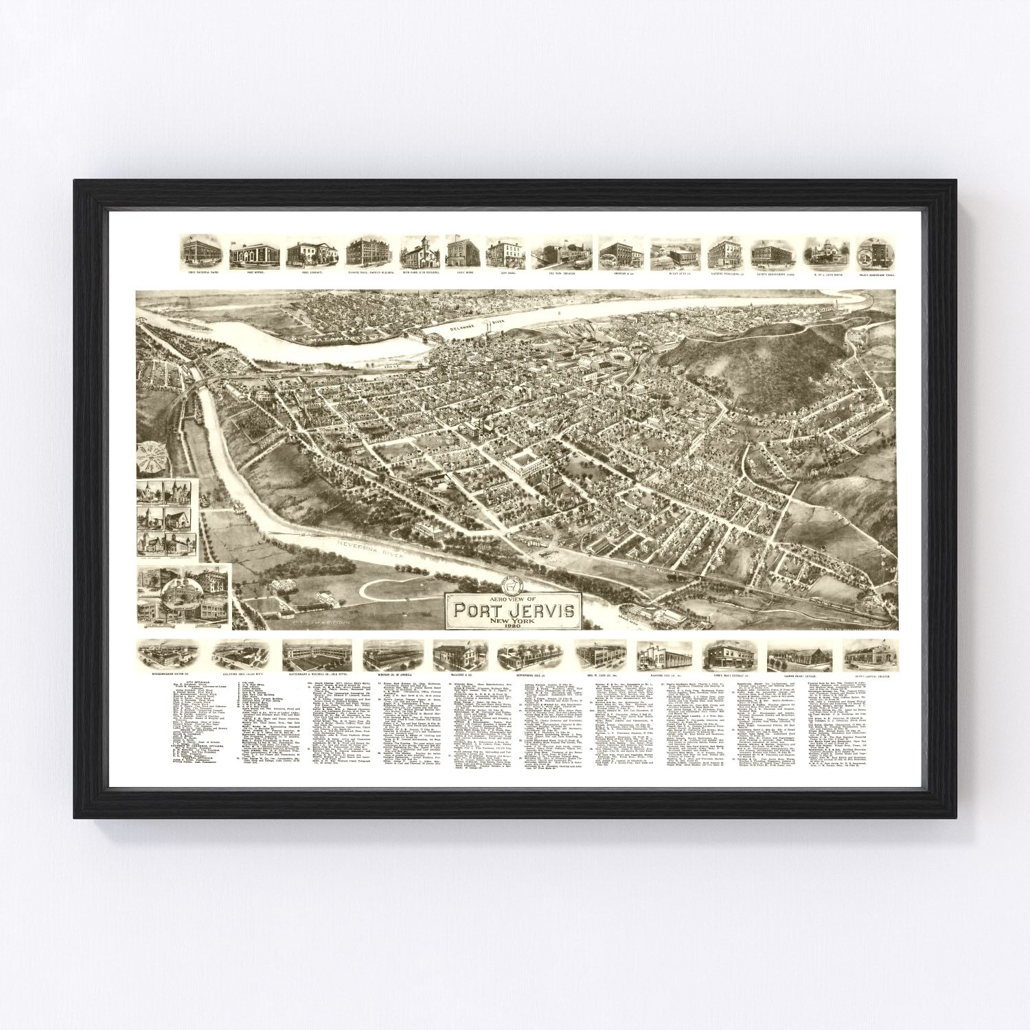 vintage map of Port Jervis, New York, 1920