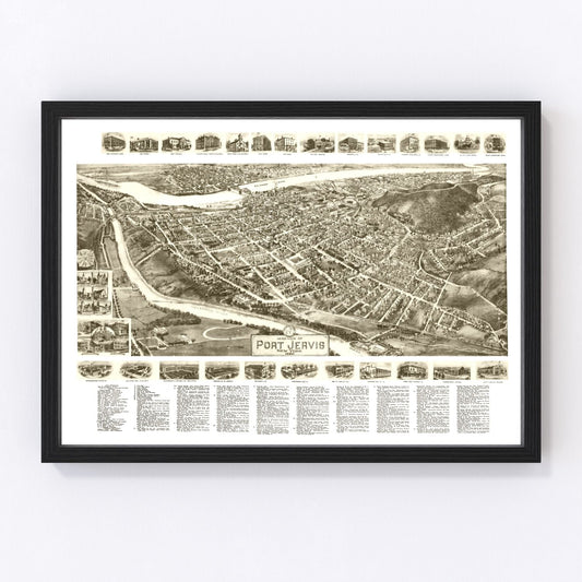vintage map of Port Jervis, New York, 1920