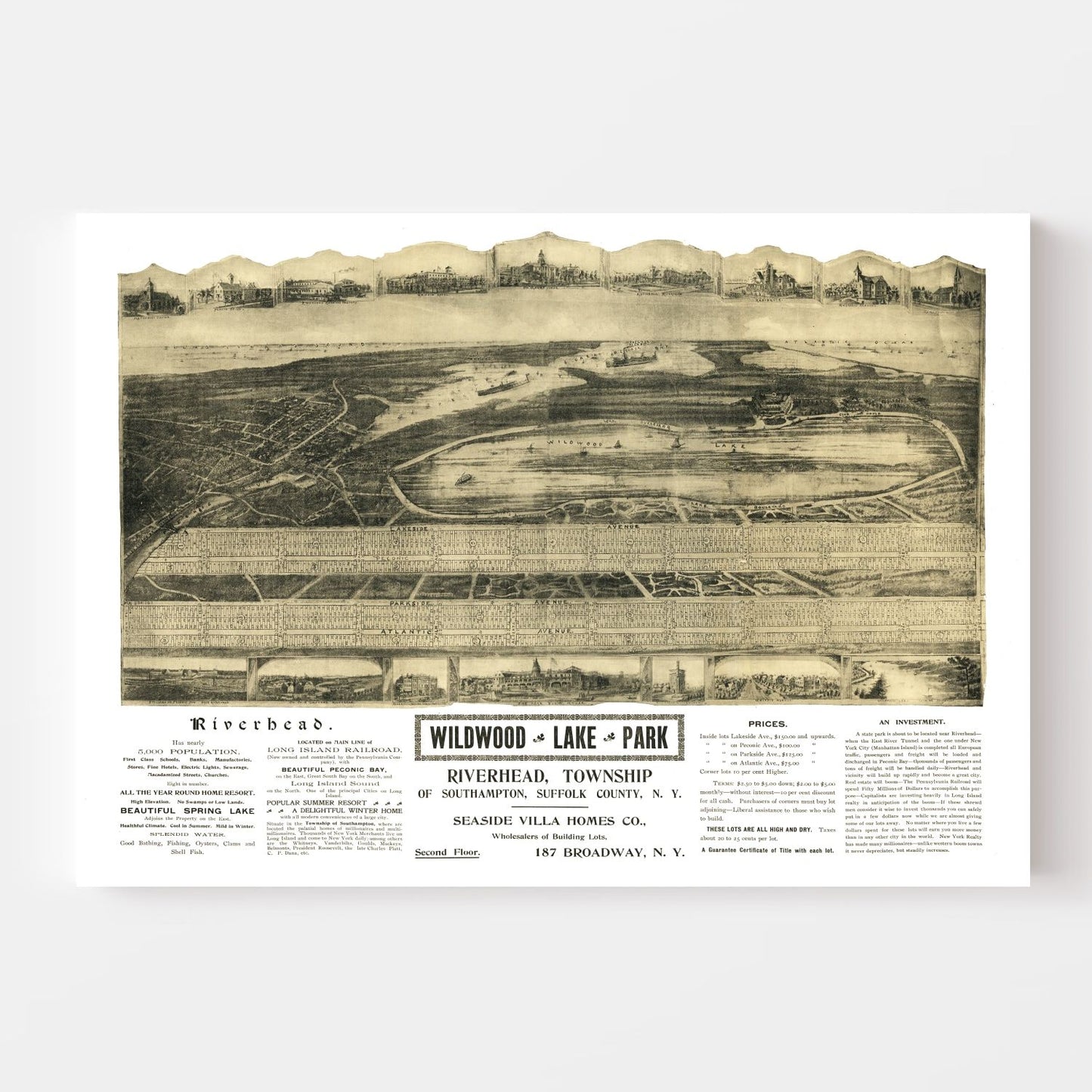 Vintage Map of Riverhead, New York, 1903