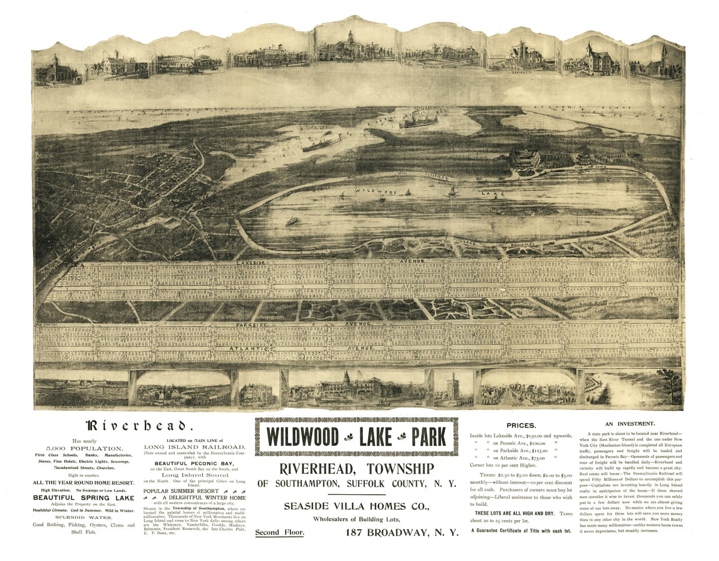 Vintage Map of Riverhead, New York, 1903