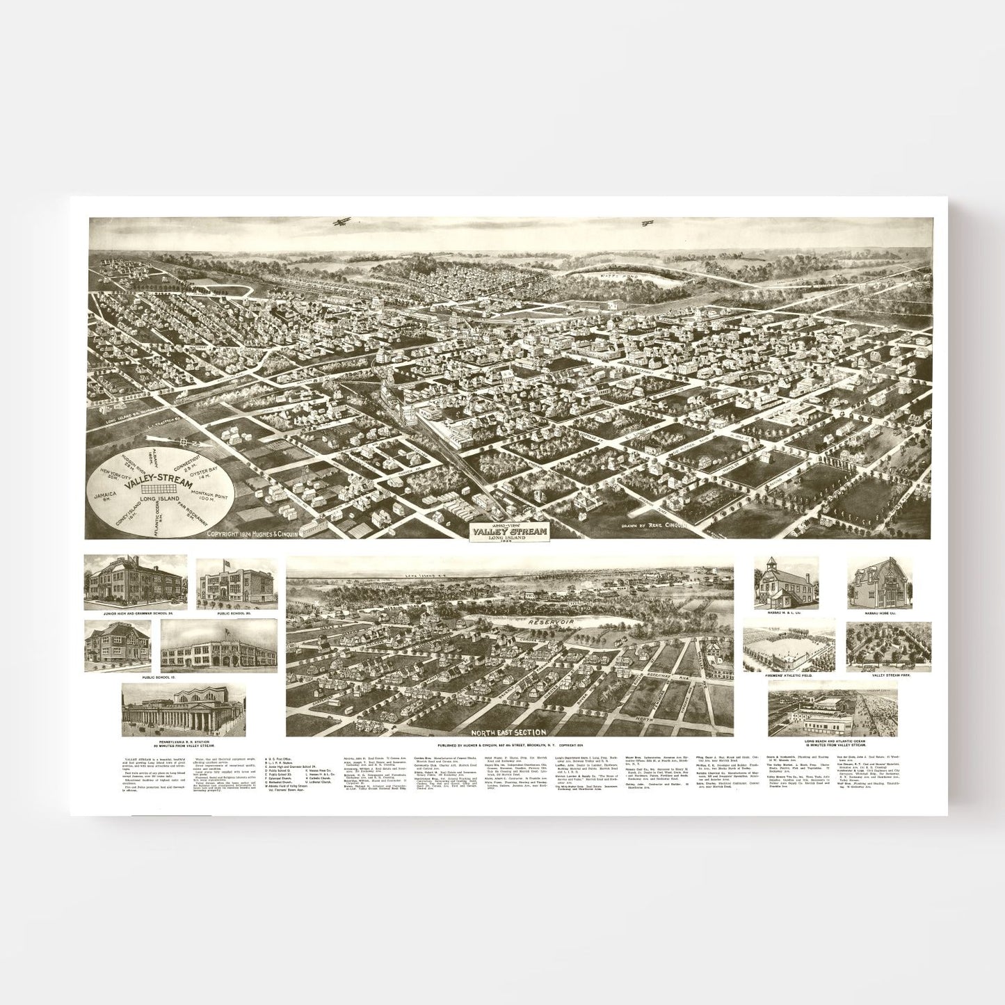 Vintage Map of Valley Stream, New York, 1924