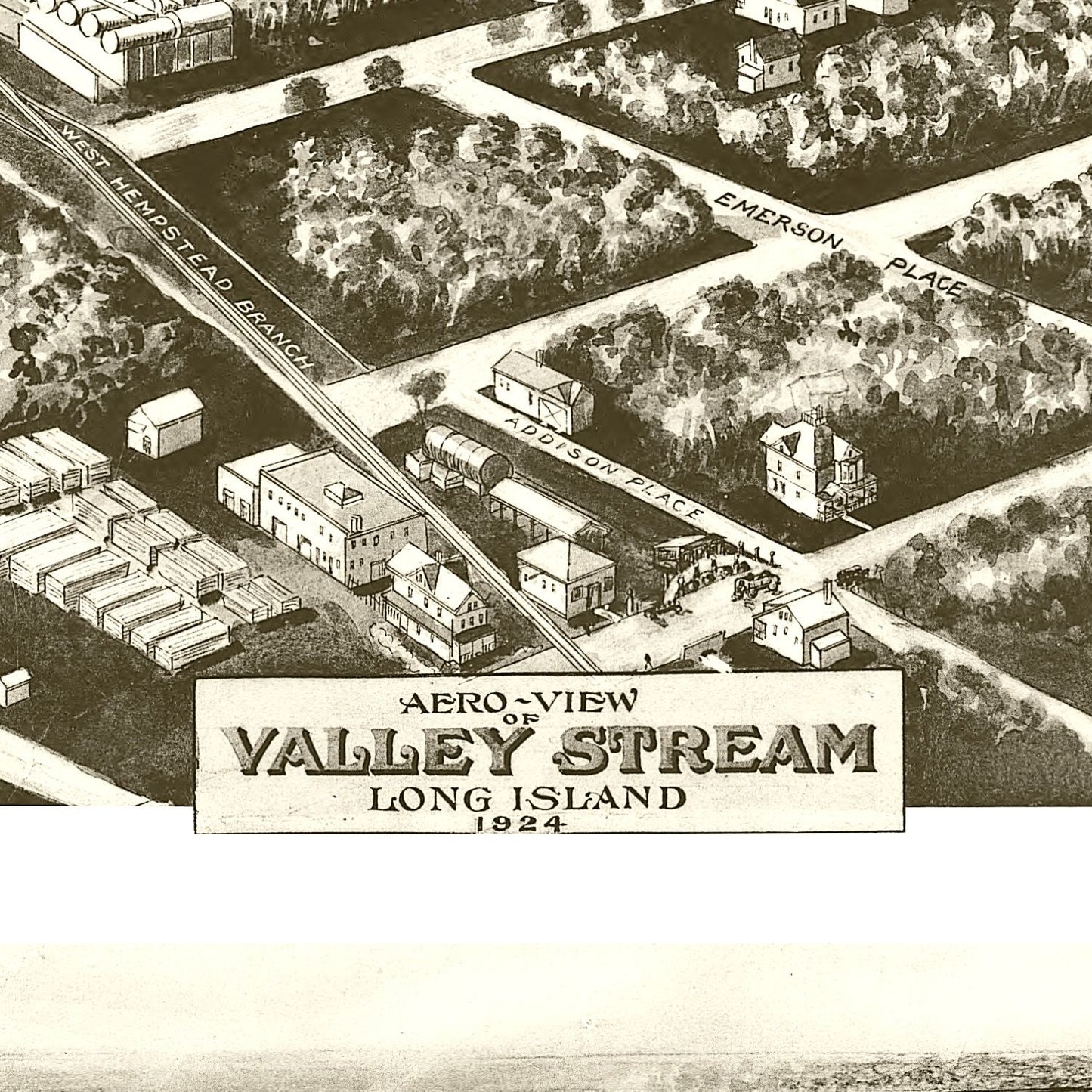 Vintage Map of Valley Stream, New York, 1924