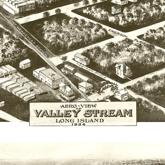 Vintage Map of Valley Stream, New York, 1924