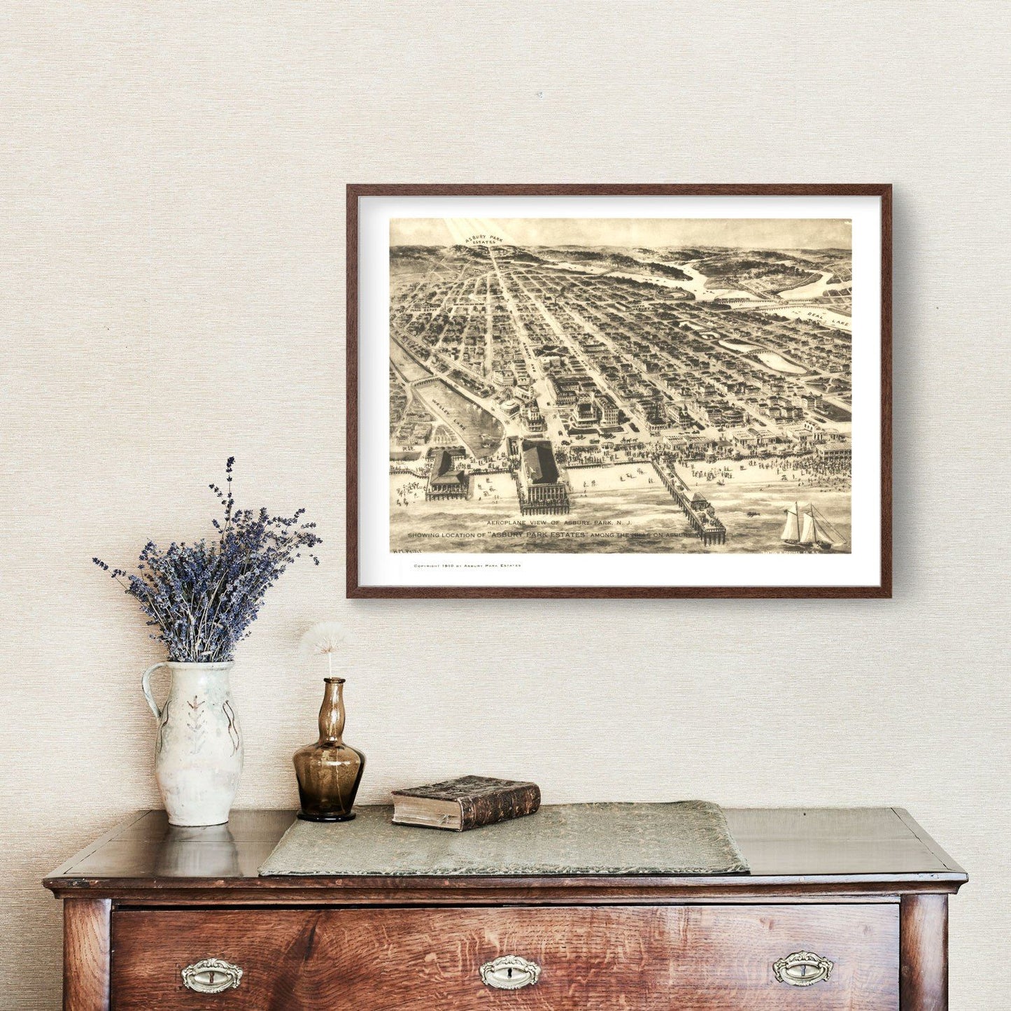 Vintage Map of Asbury Park, New Jersey, 1910