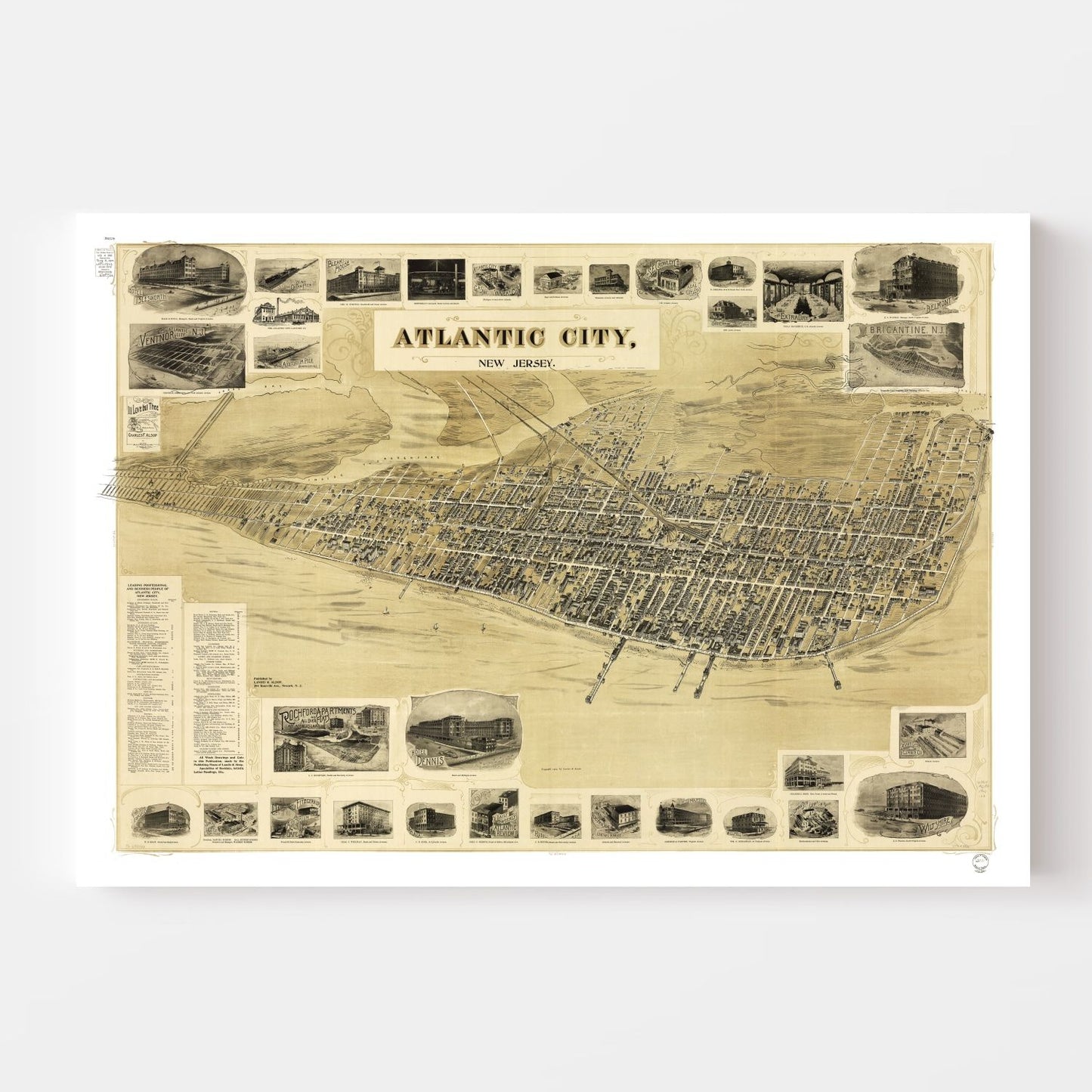 Vintage Map of Atlantic City, New Jersey, 1900
