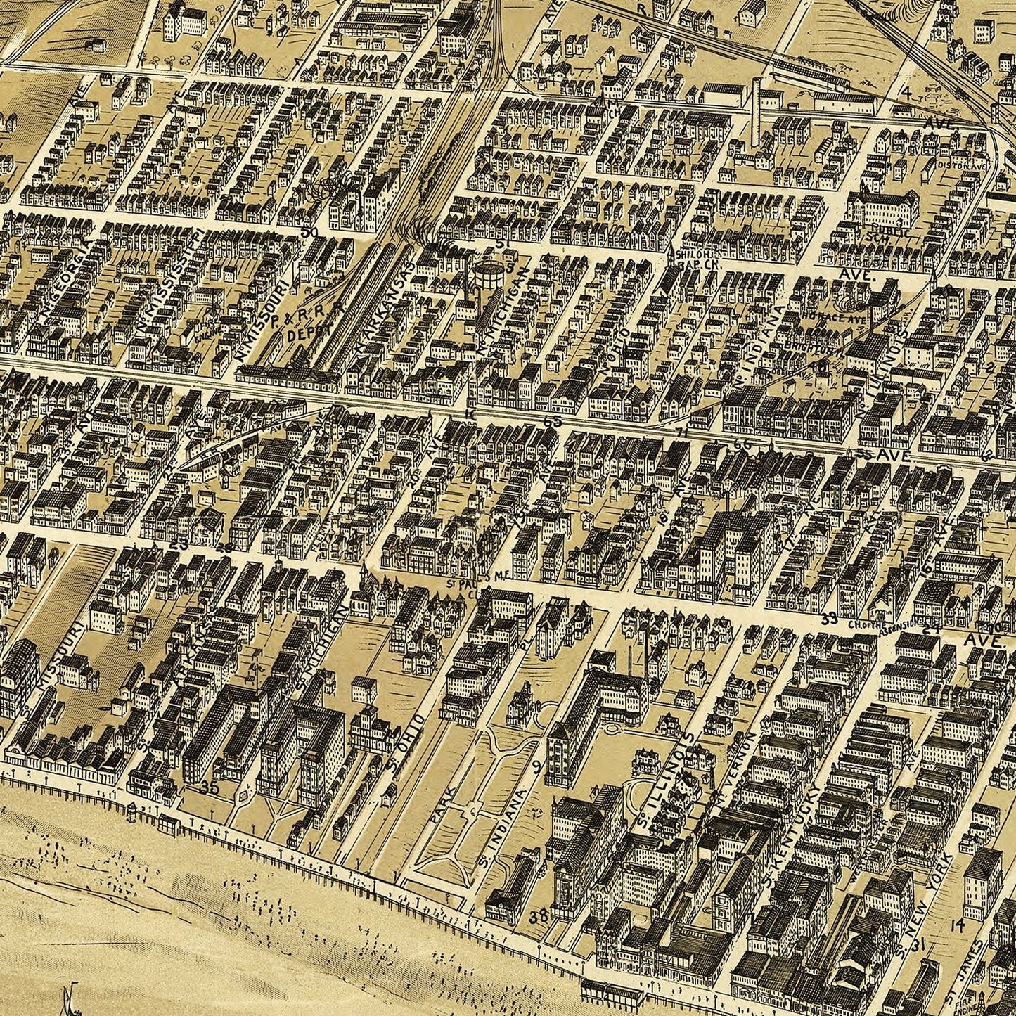Vintage Map of Atlantic City, New Jersey, 1900