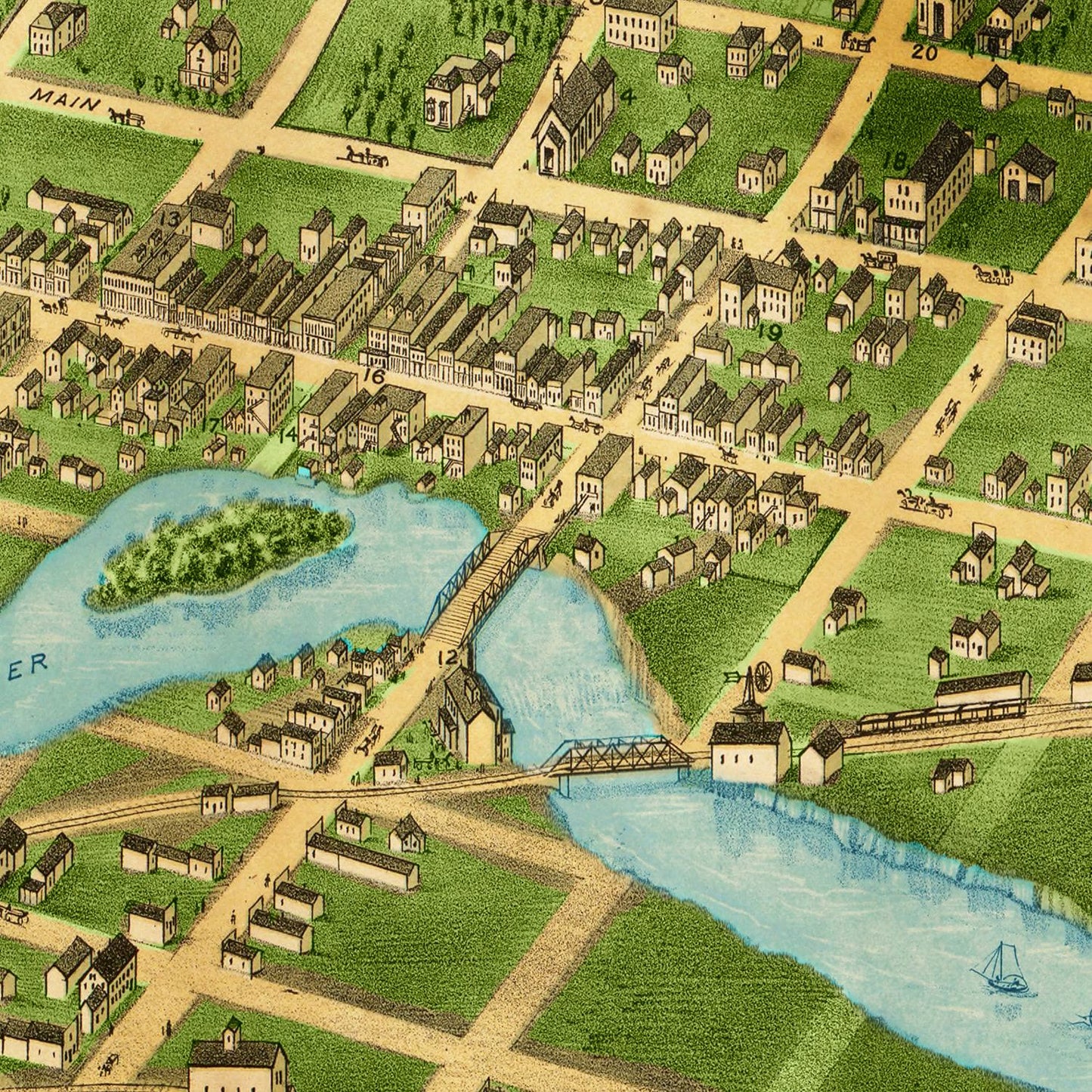 Vintage Map of Sioux Falls, South Dakota, 1881