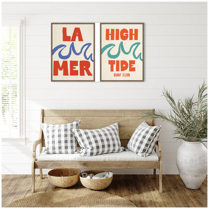 La Mer and High Tide Surf Club Framed Canvas Wall Art Set