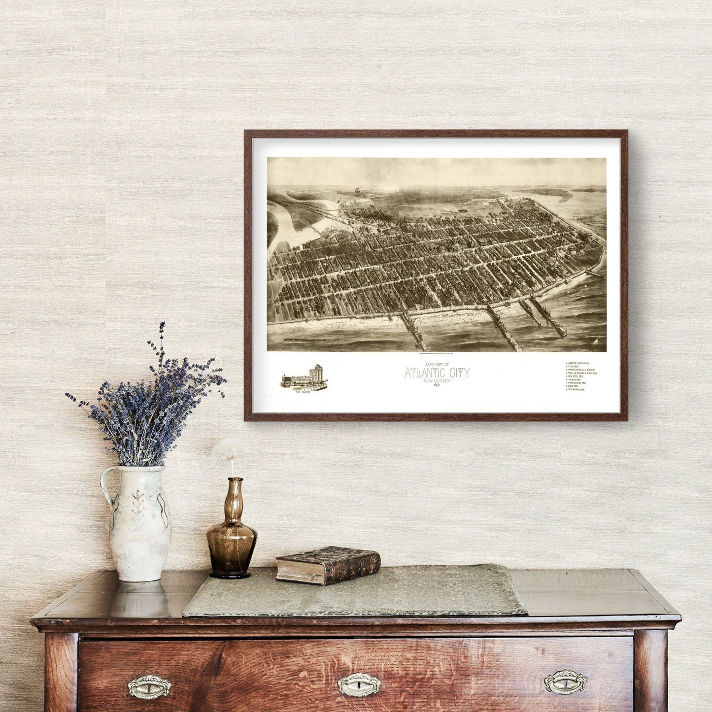 Vintage Map of Atlantic City, New Jersey, 1909