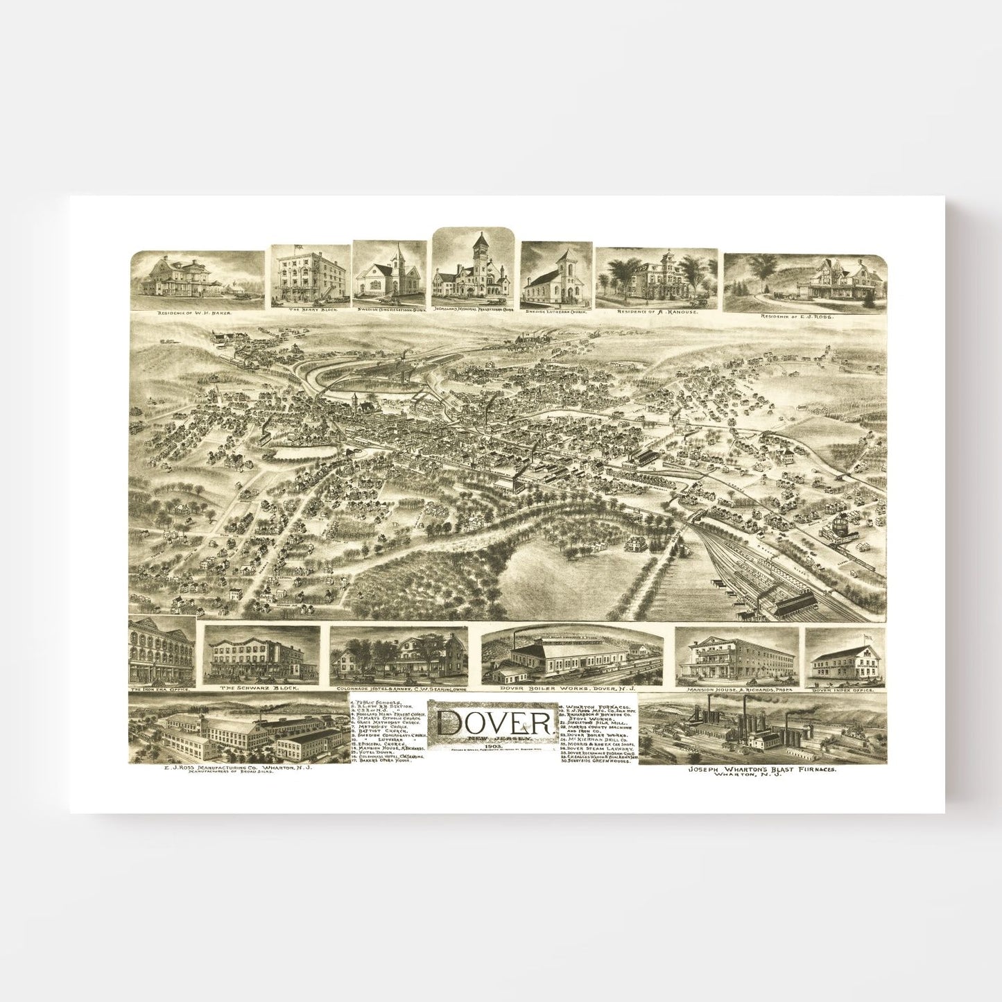 Vintage Map of Dover, New Jersey, 1903