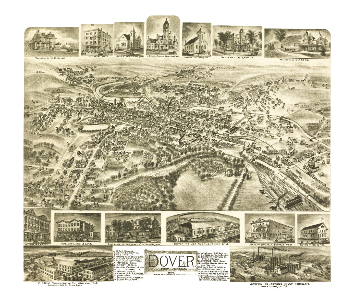 Vintage Map of Dover, New Jersey, 1903