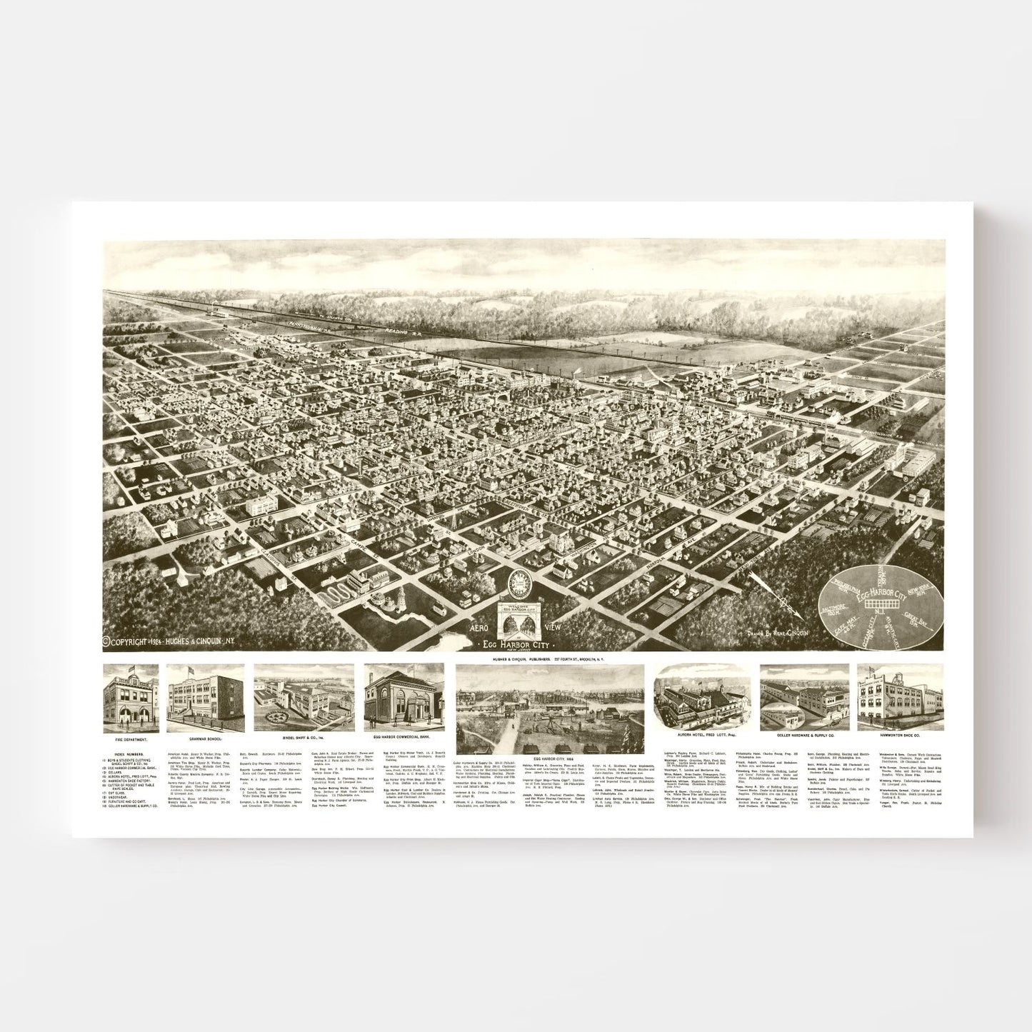Vintage Map of Egg Harbor City, New Jersey, 1924