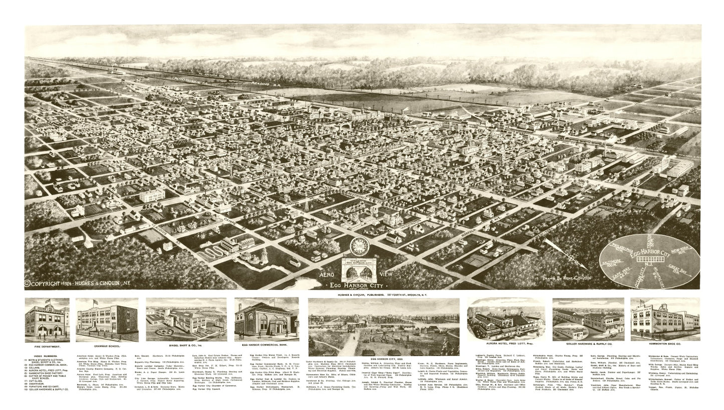 Vintage Map of Egg Harbor City, New Jersey, 1924