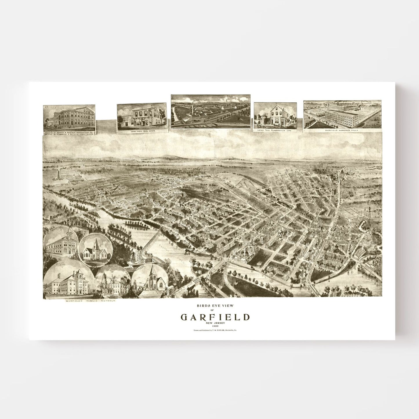 Vintage Map of Garfield, New Jersey, 1909