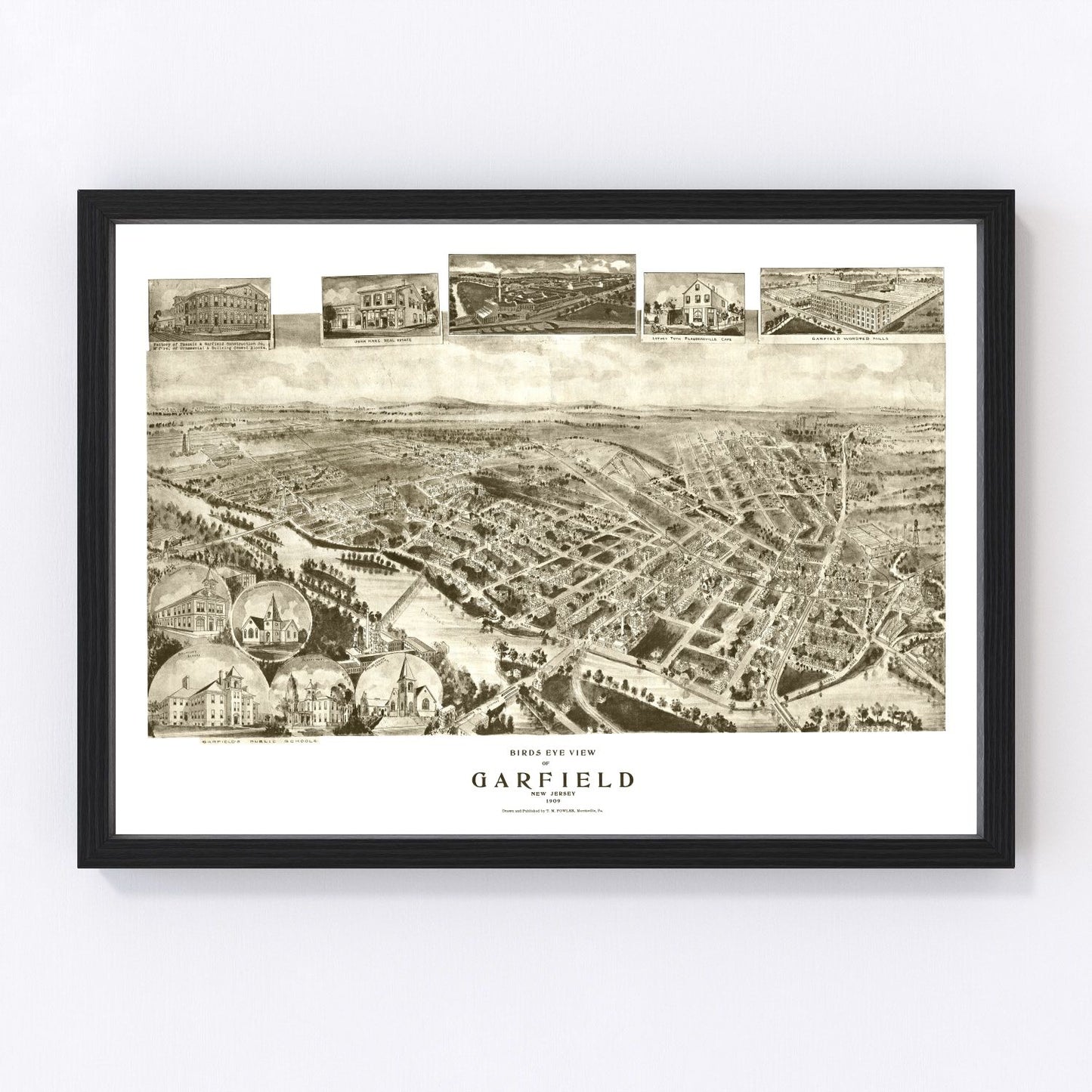 Vintage map of Garfield, New Jersey, 1909