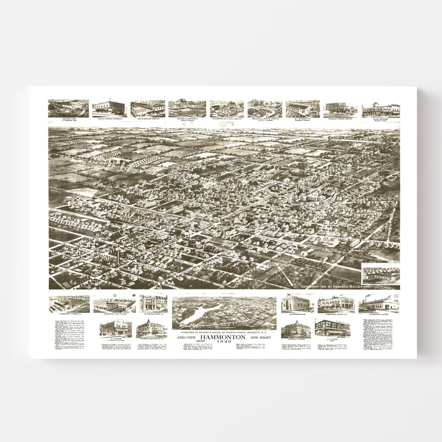 Vintage Map of Hammonton, New Jersey, 1926