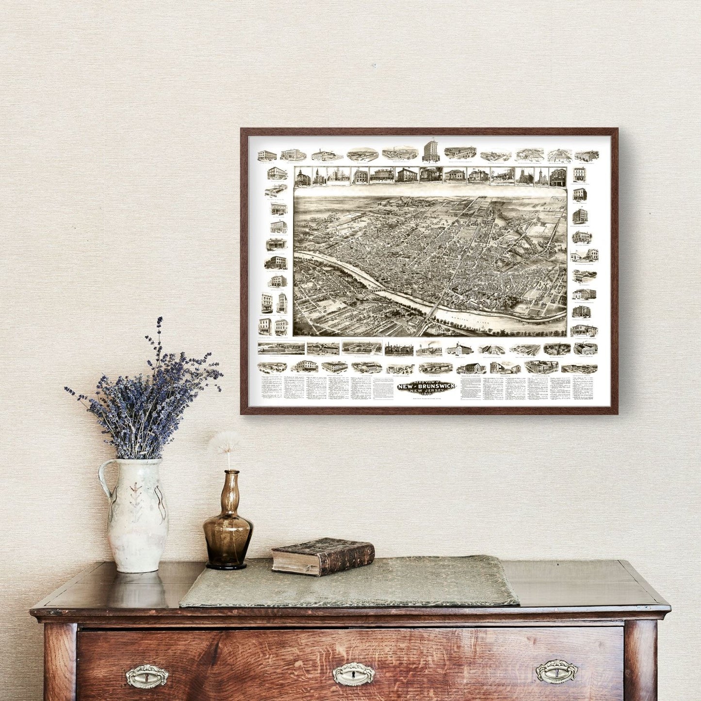 Vintage Map of New Brunswick, New Jersey, 1910