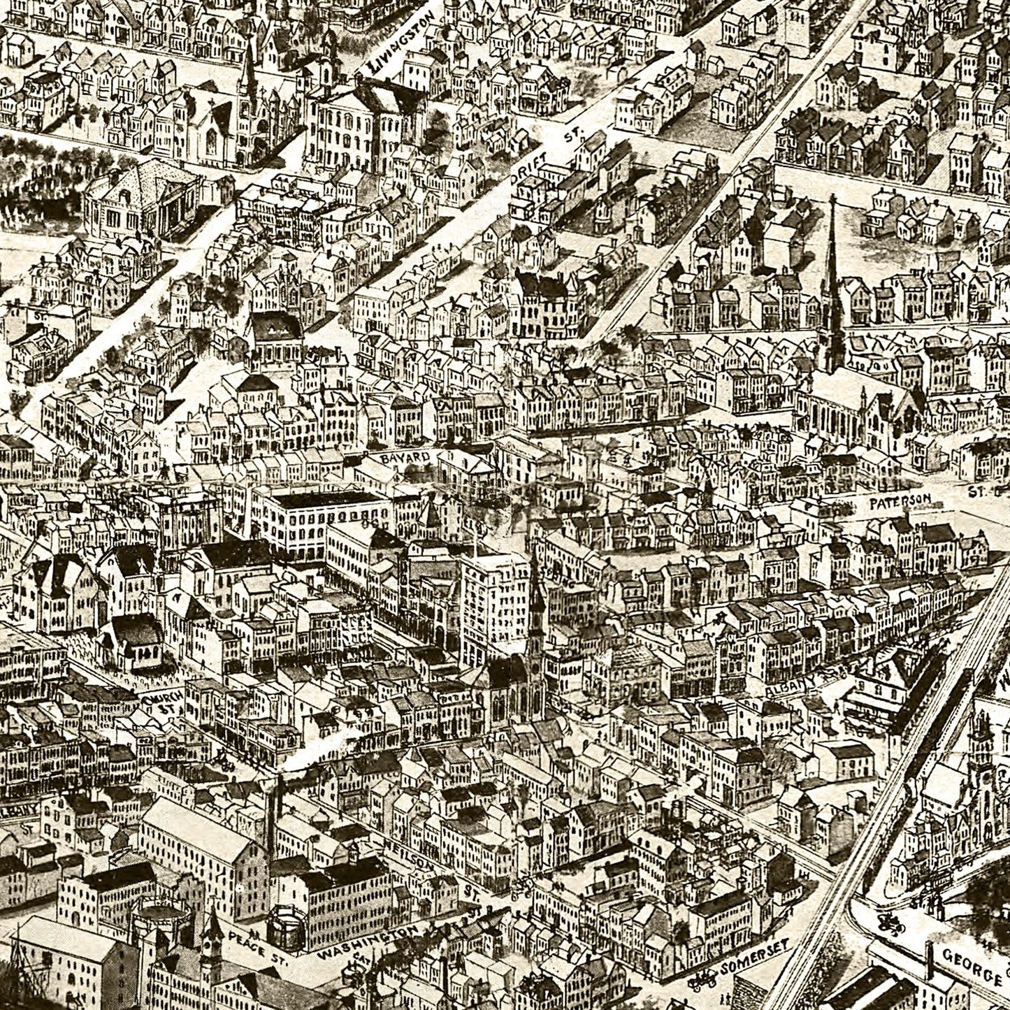 Vintage Map of New Brunswick, New Jersey, 1910
