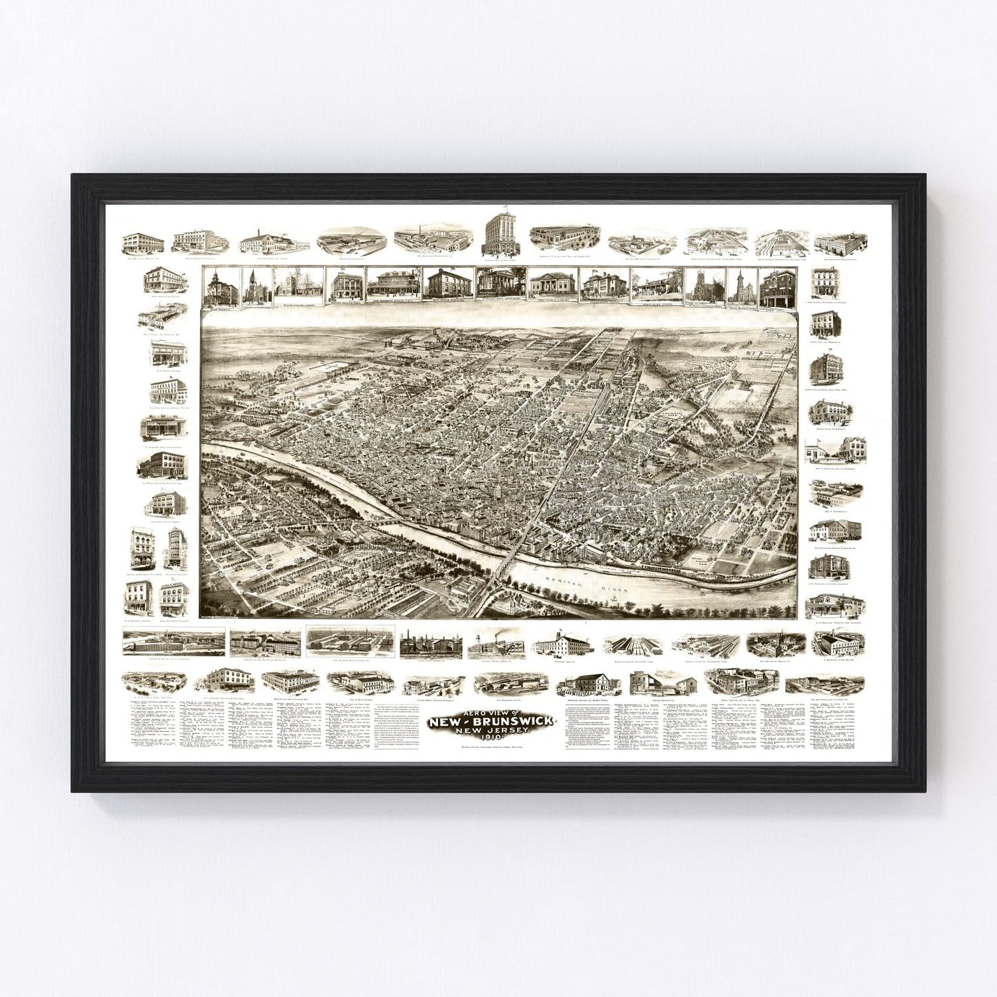Vintage map of New Brunswick, New Jersey, 1910