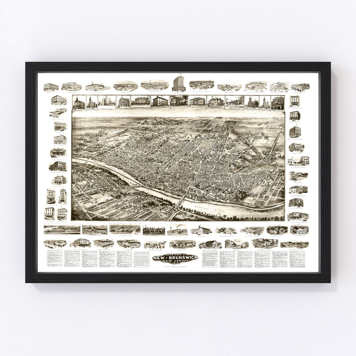 Vintage map of New Brunswick, New Jersey, 1910