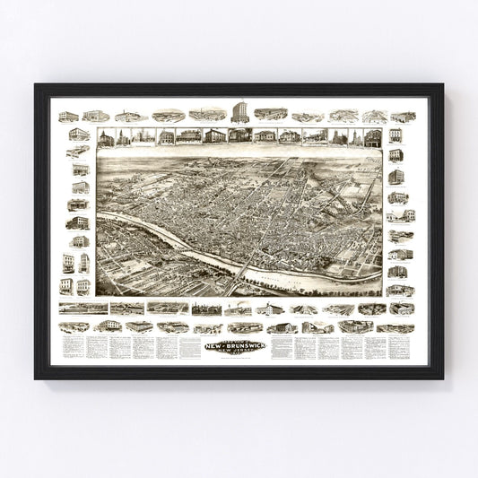 Vintage map of New Brunswick, New Jersey, 1910
