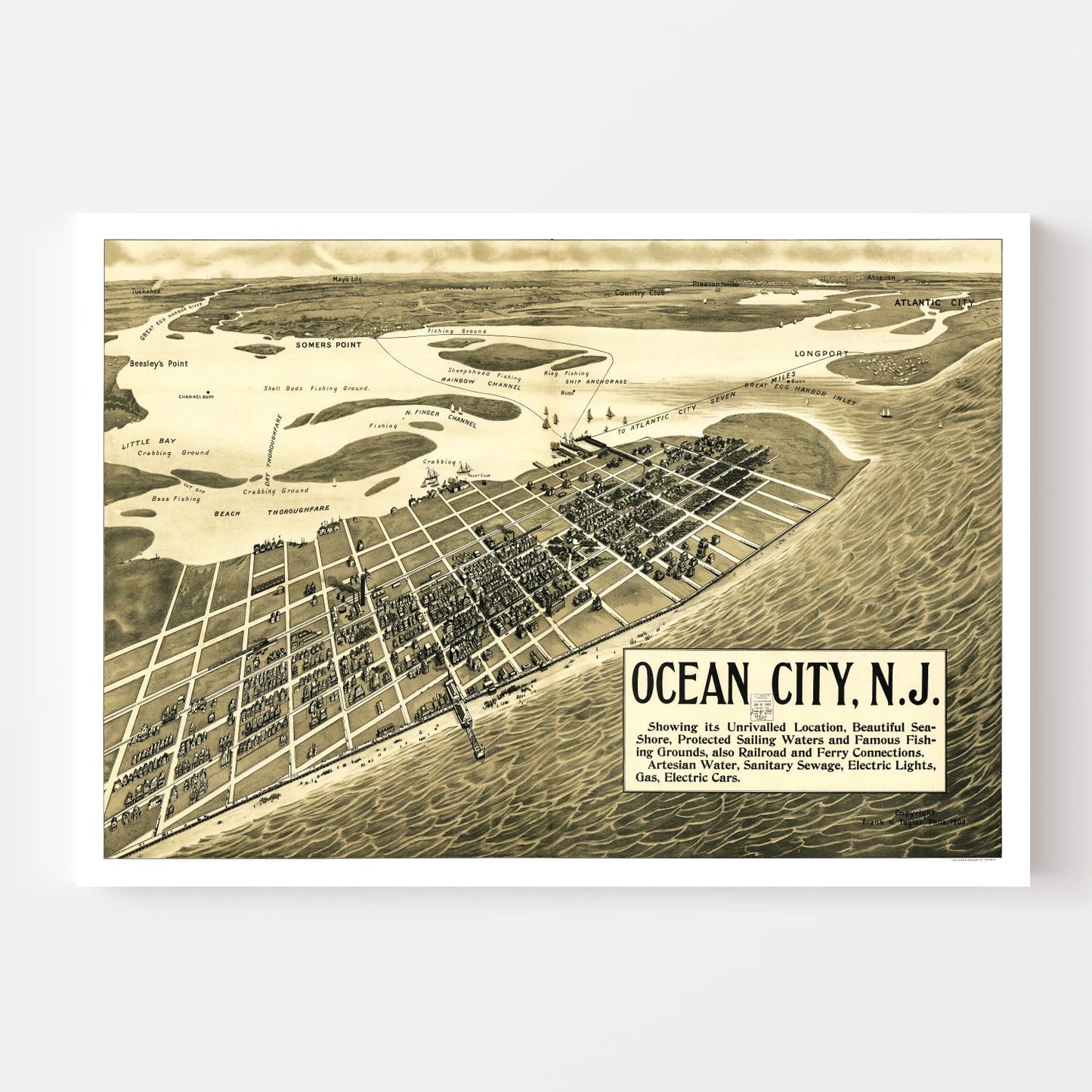 Vintage Map of Ocean City, New Jersey, 1903