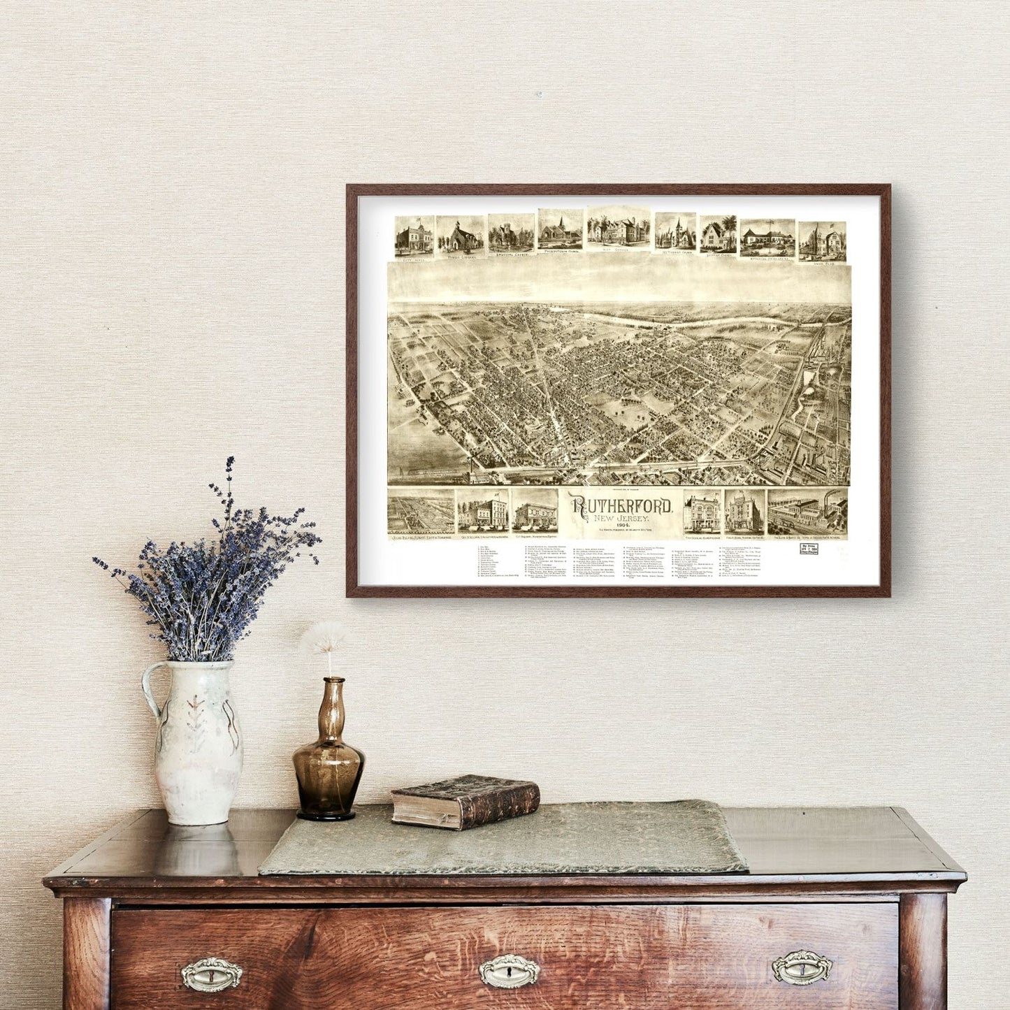 Vintage Map of Rutherford, New Jersey, 1904